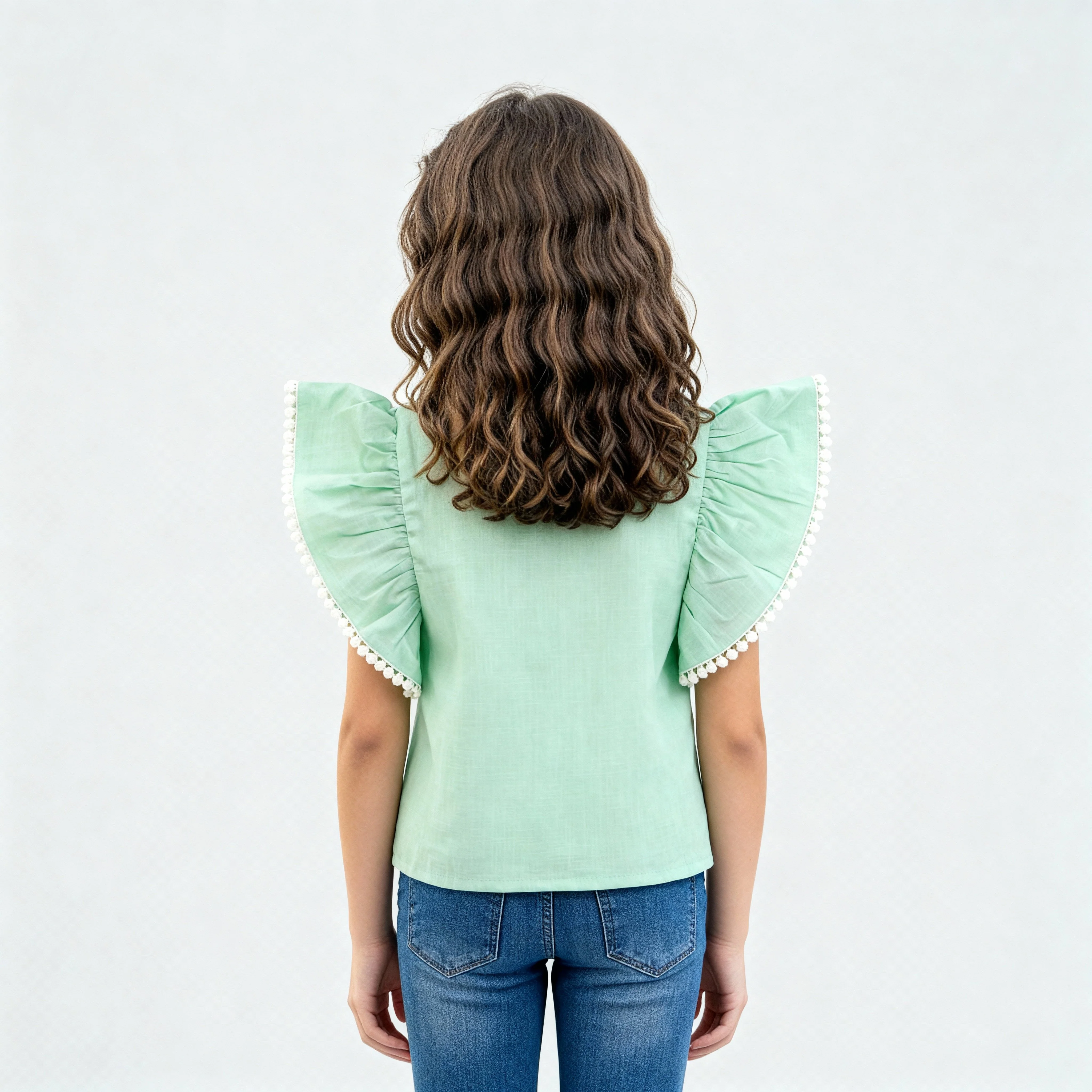 Girls Cotton Hi-Low Pleated Top - Image 8
