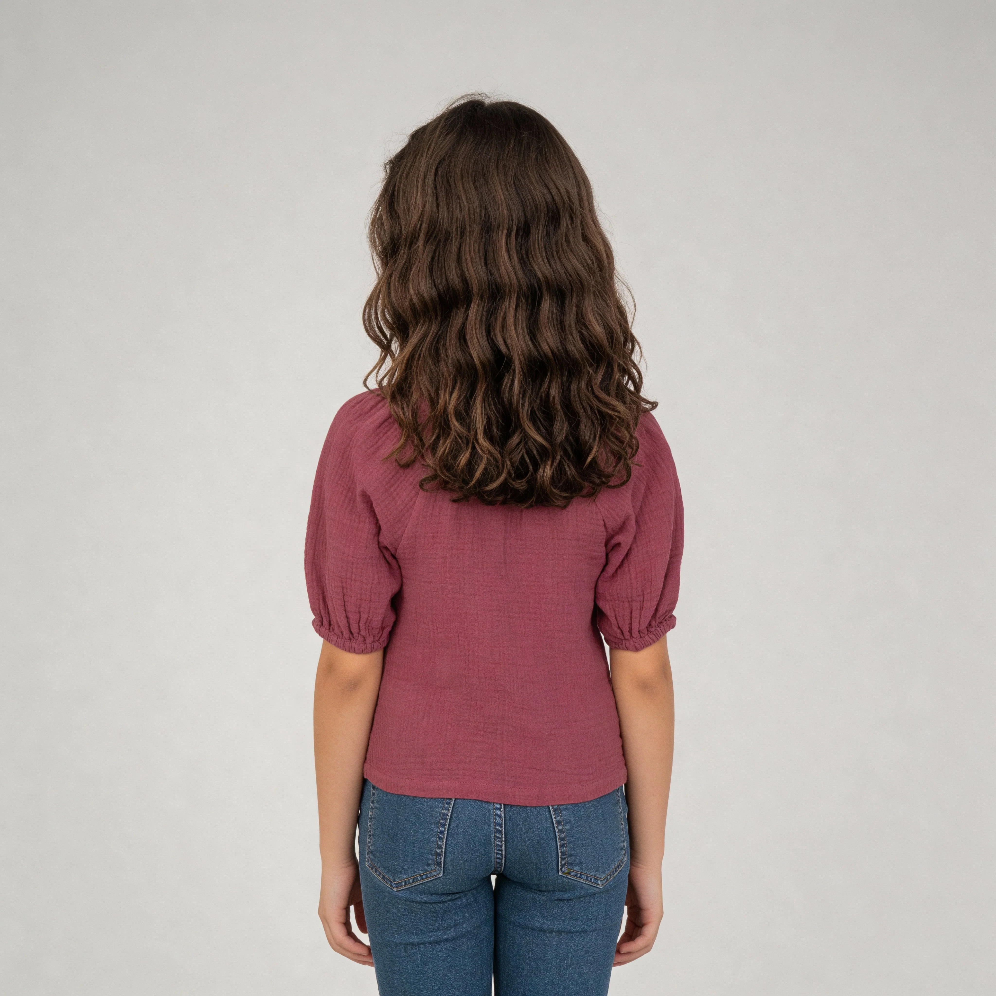 Girls Cotton Hi-Low Pleated Top - Image 3