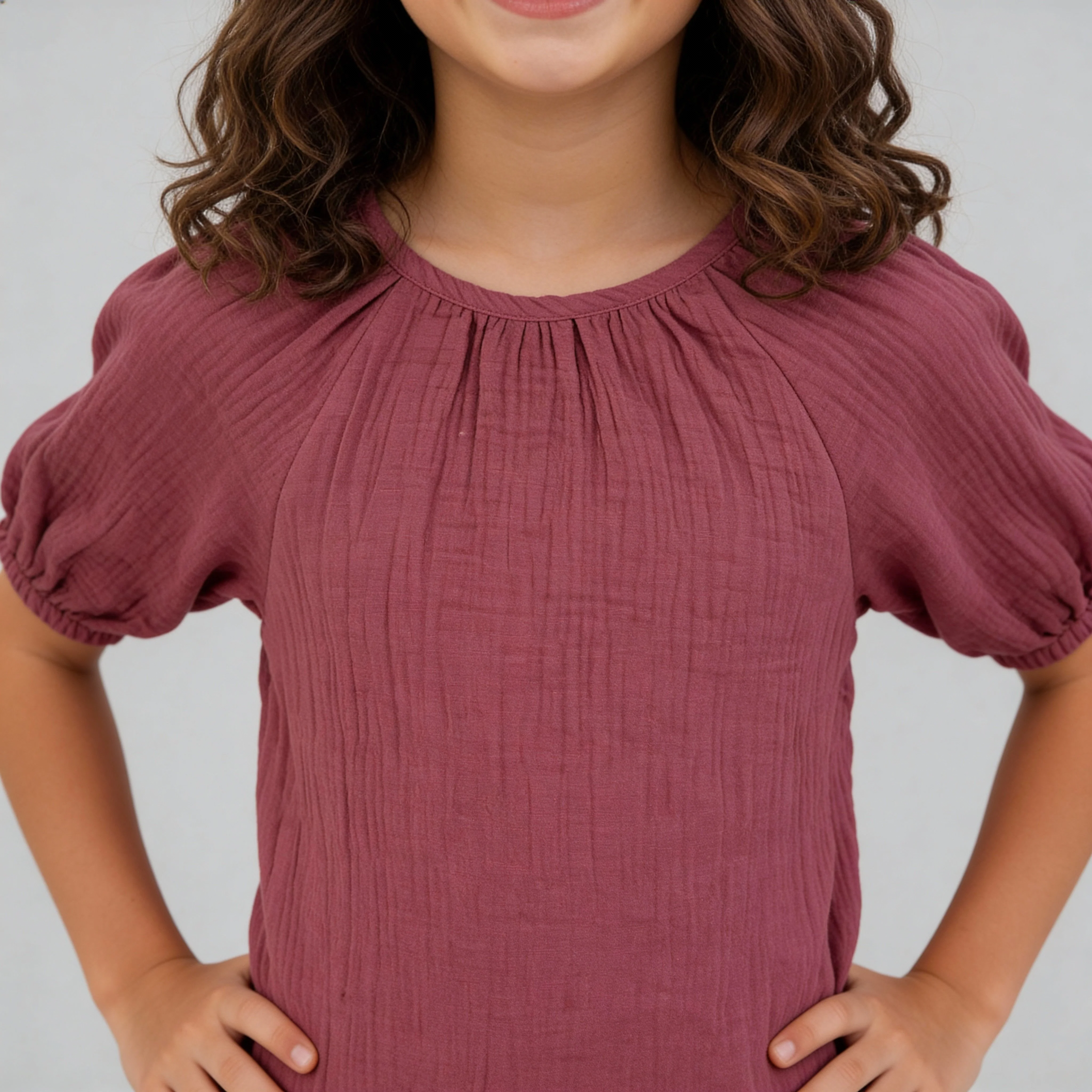 Girls Cotton Hi-Low Pleated Top - Image 5
