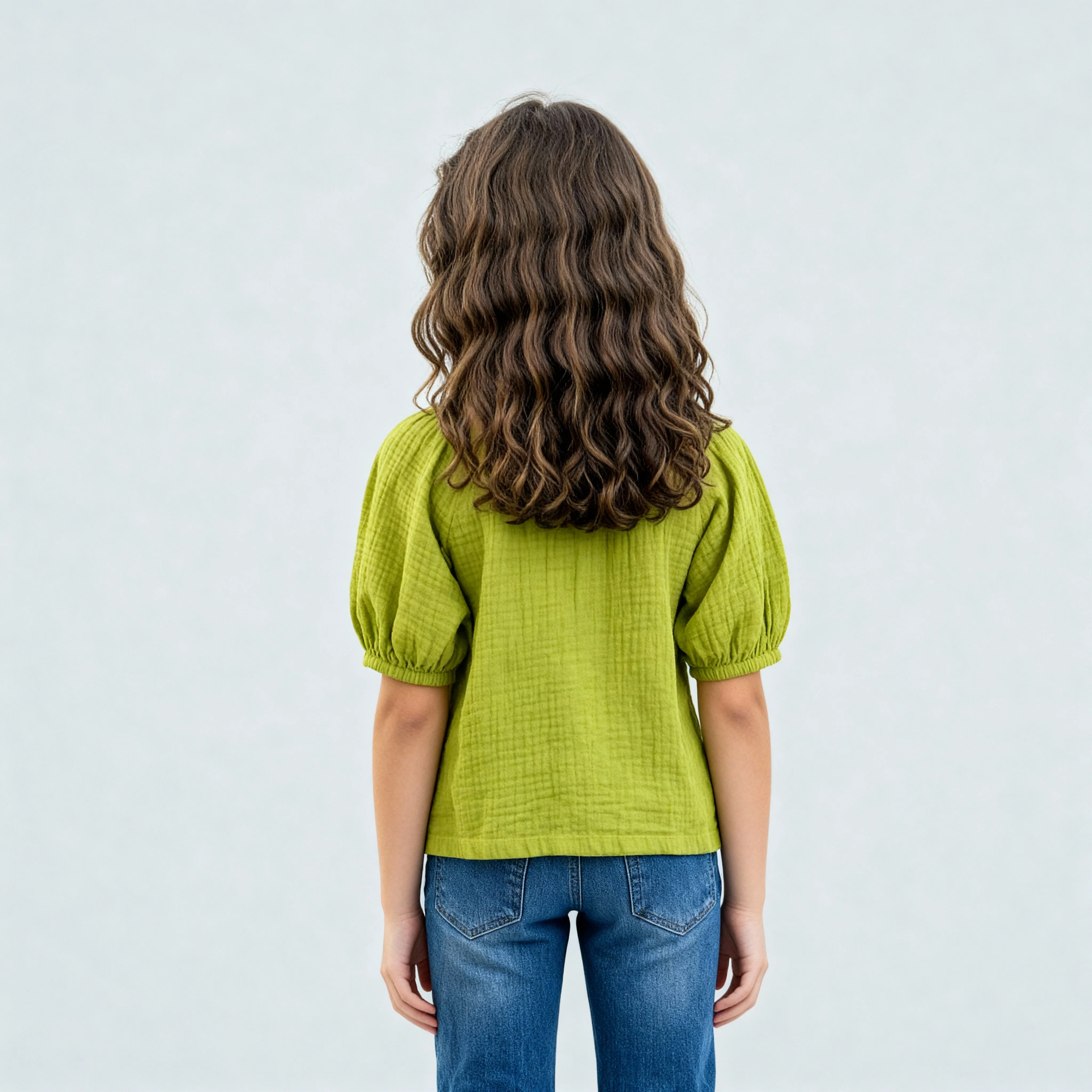 Girls Cotton Hi-Low Pleated Top - Image 8