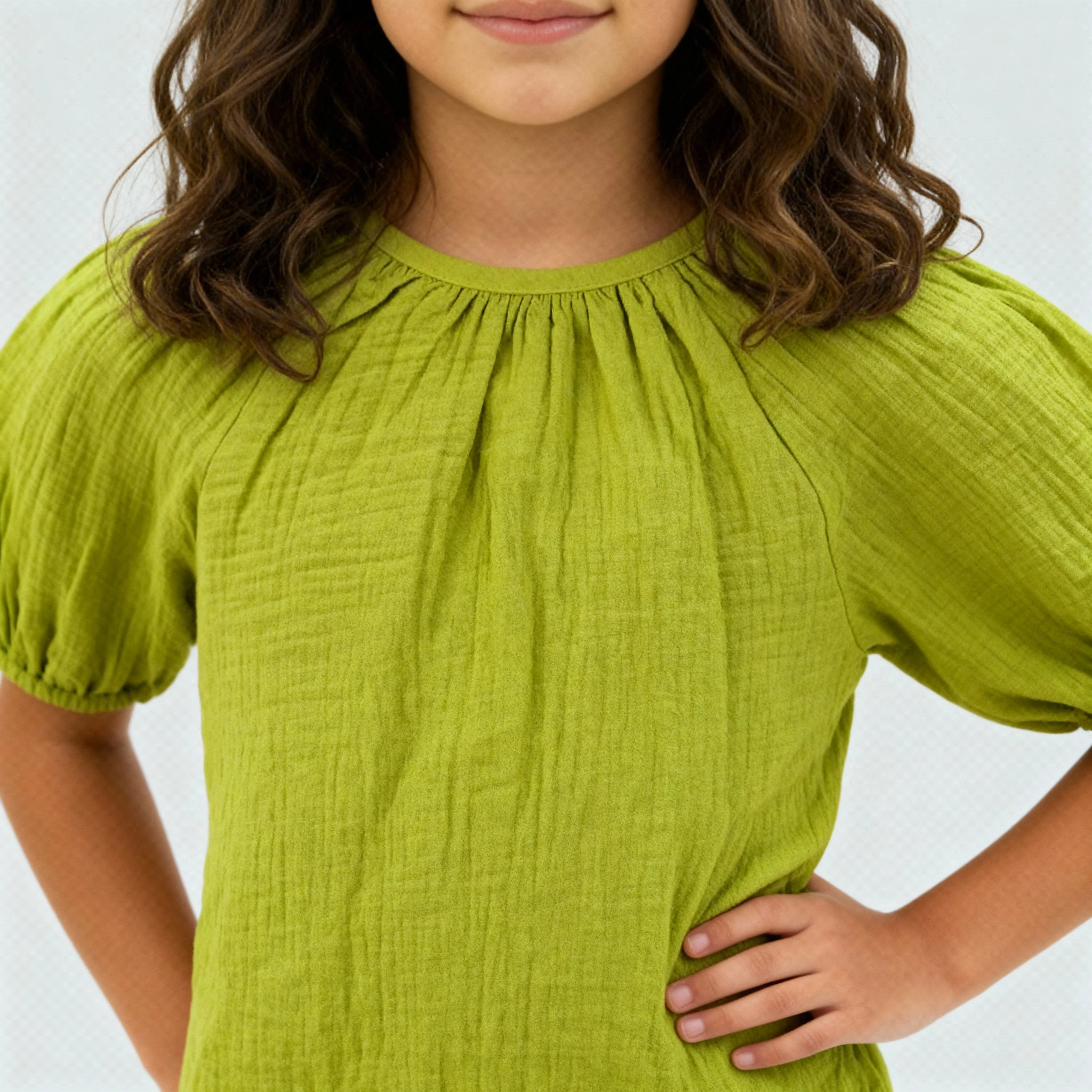 Girls Cotton Hi-Low Pleated Top - Image 9