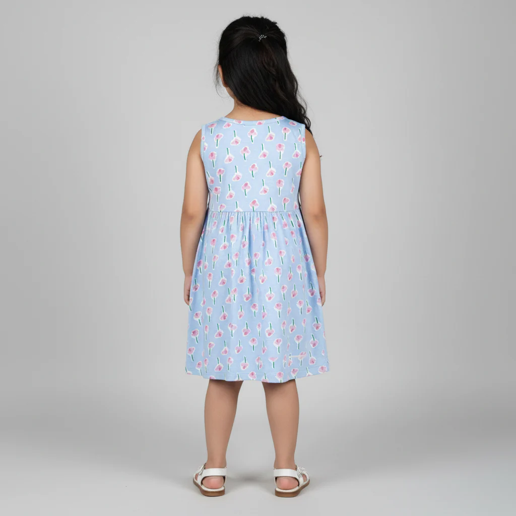 Girls Cotton Printed Dress - Image 3