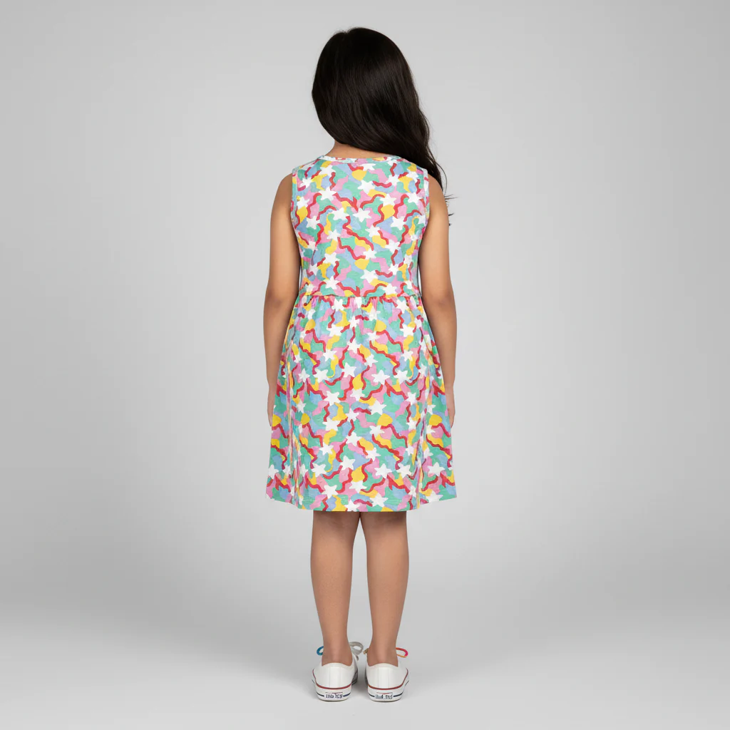Girls Cotton Printed Dress - Image 3