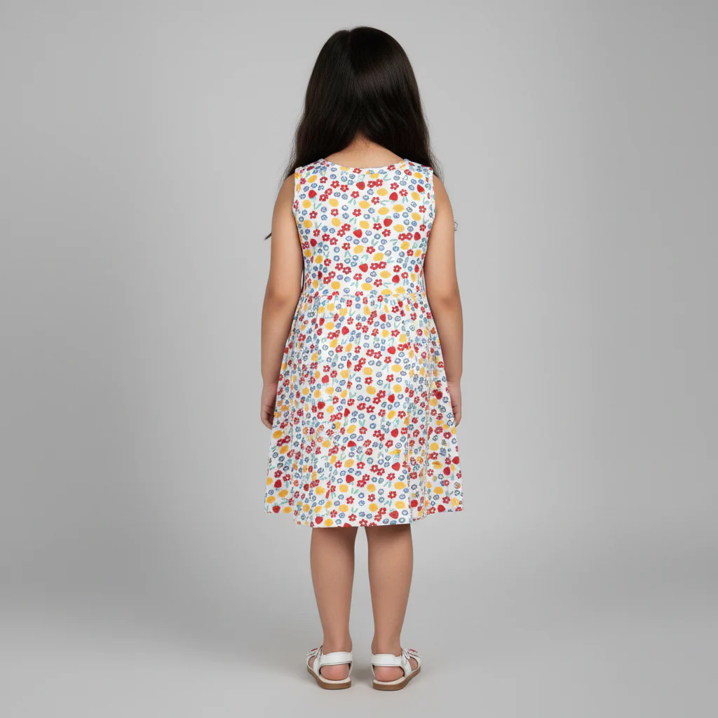 Girls Cotton Printed Dress - Image 3
