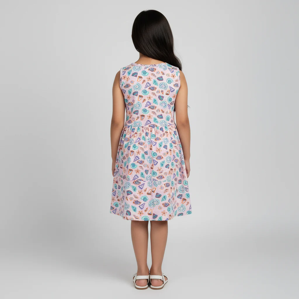 Girls Cotton Printed Dress - Image 3