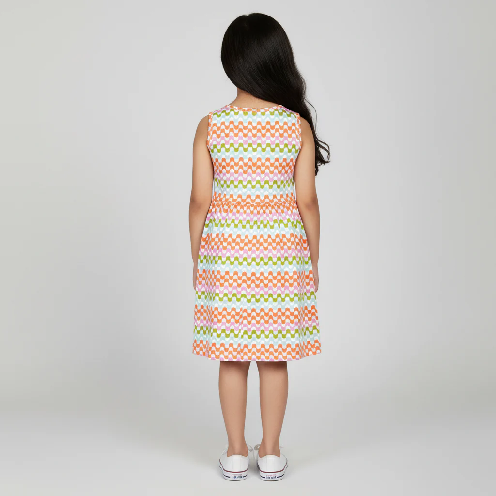 Girls Cotton Printed Dress - Image 3