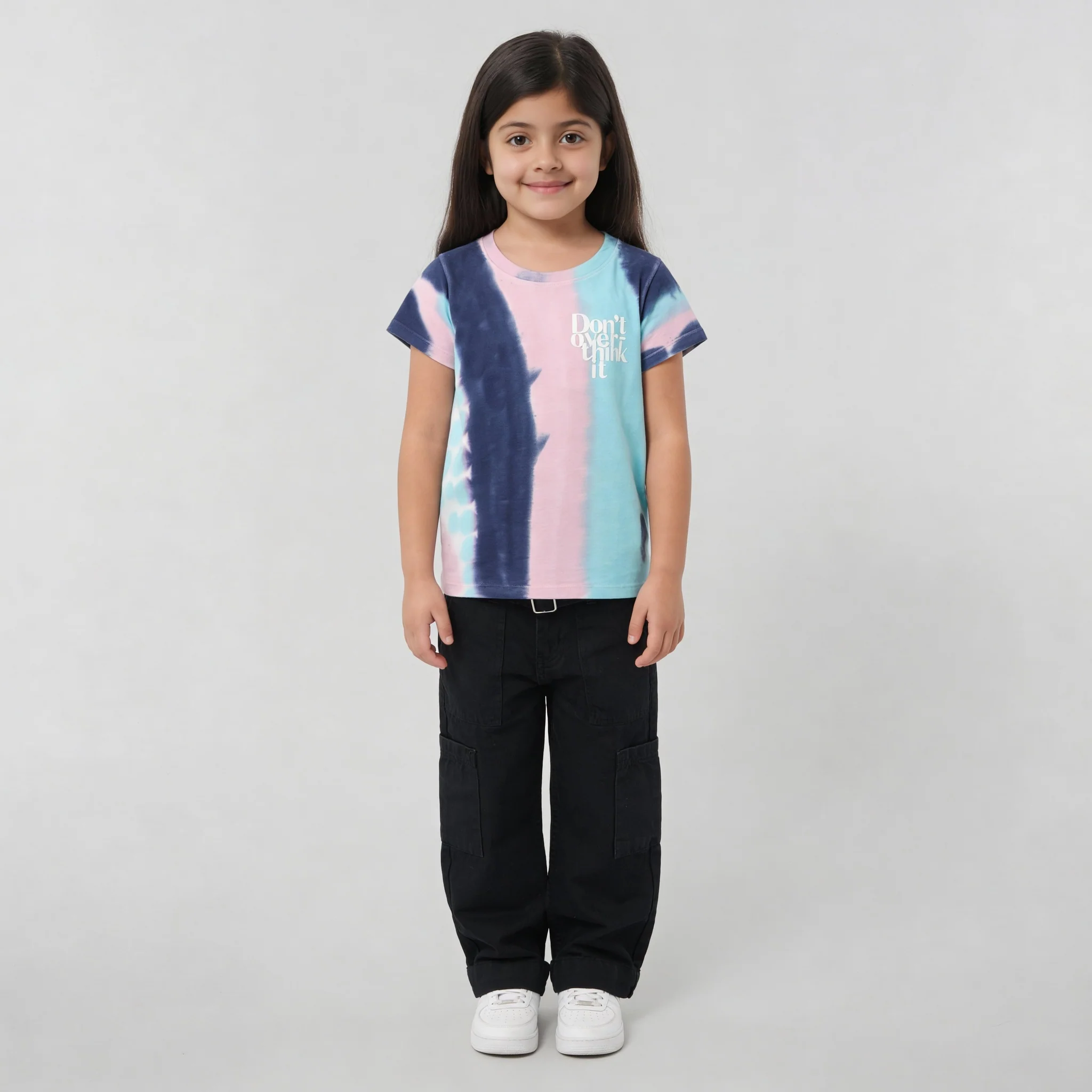 Girls Cotton Tie - Dye Cartoon Cowboy T-Shirt