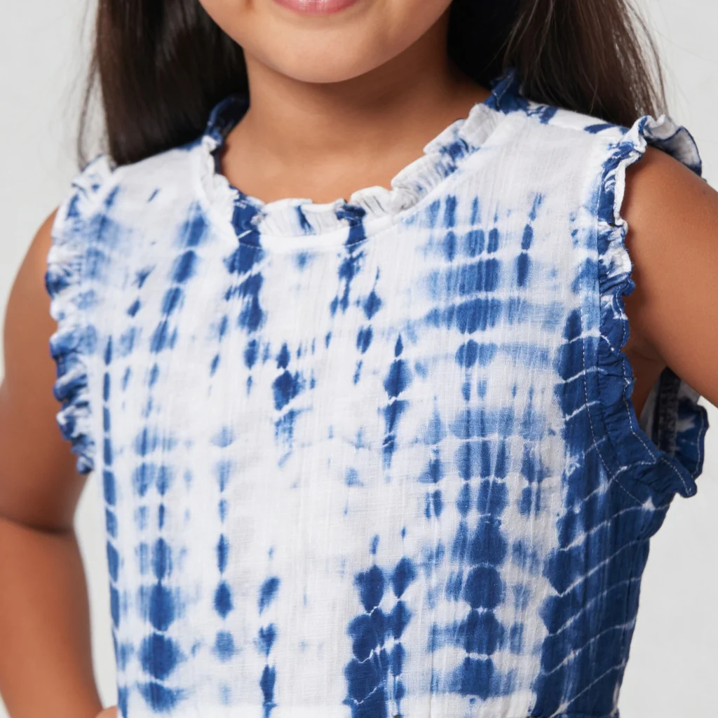 Girls Cotton Woven Tie - Dye Frock - Image 4