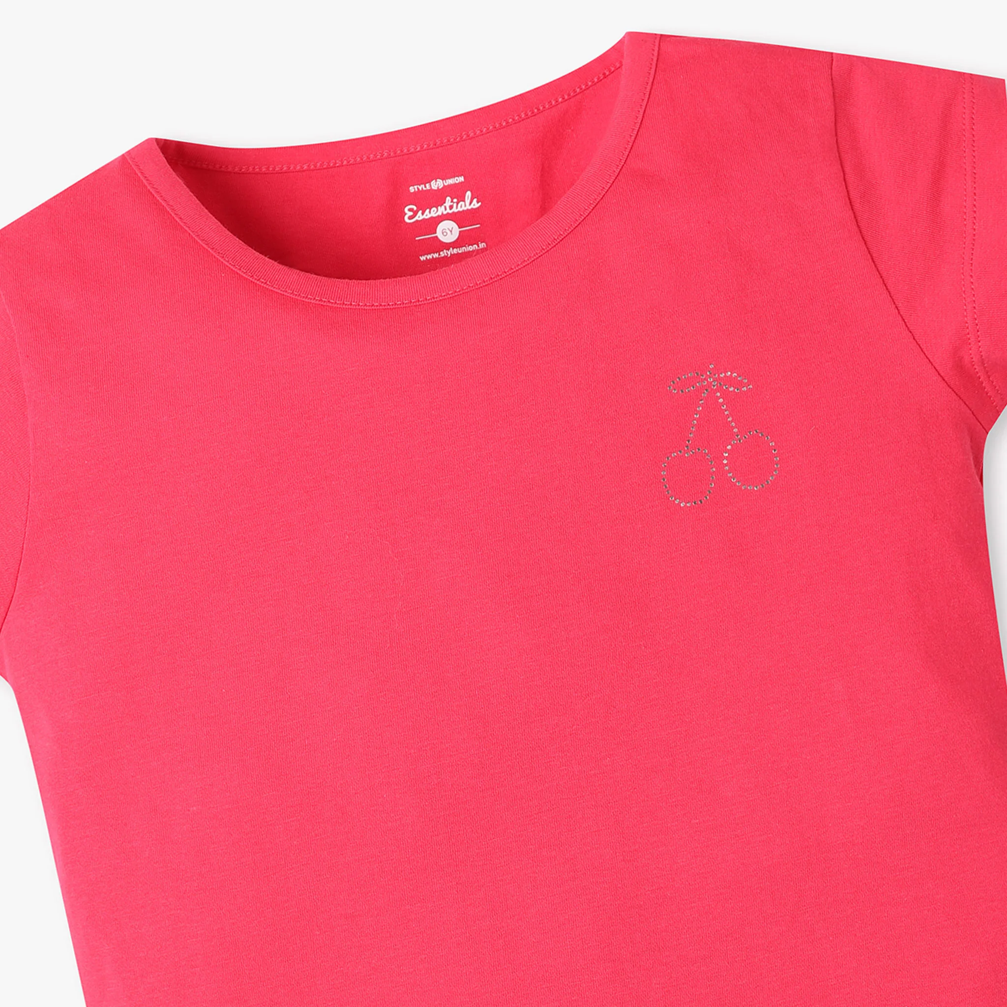 Girls Crew Neck All Day Essential Solid T-Shirt - Image 12