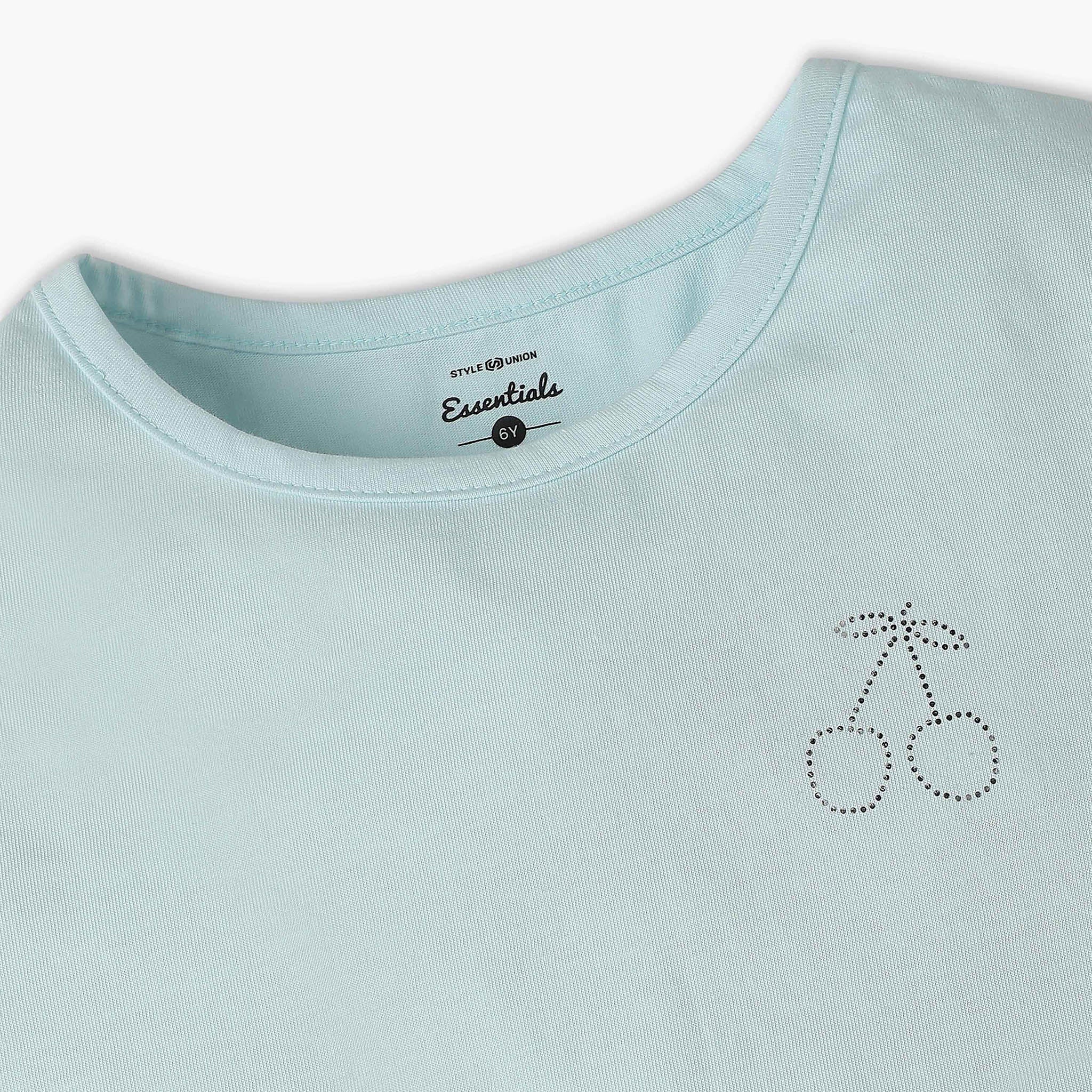 Girls Crew Neck All Day Essential Solid T-Shirt - Image 3