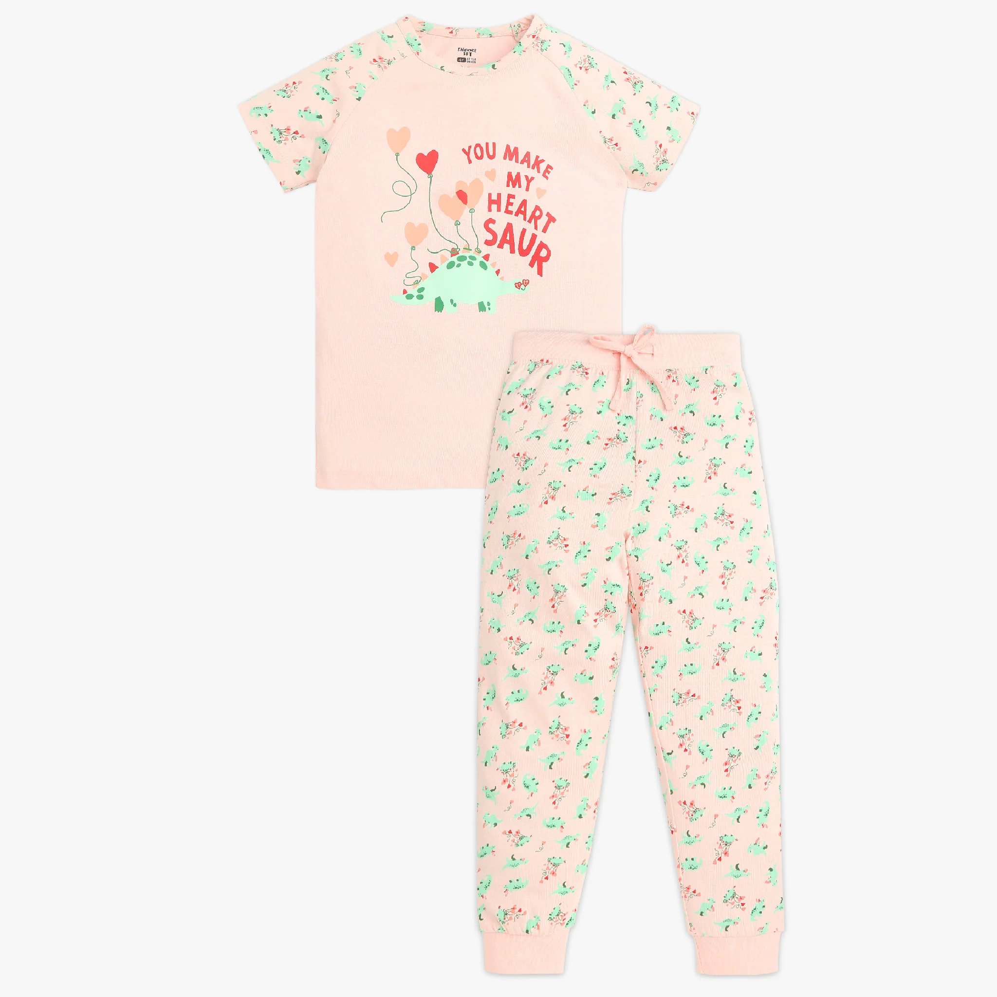 Girls Crew Neck Cap Sleeve Printed Must Have Snooze Co-Ord Set