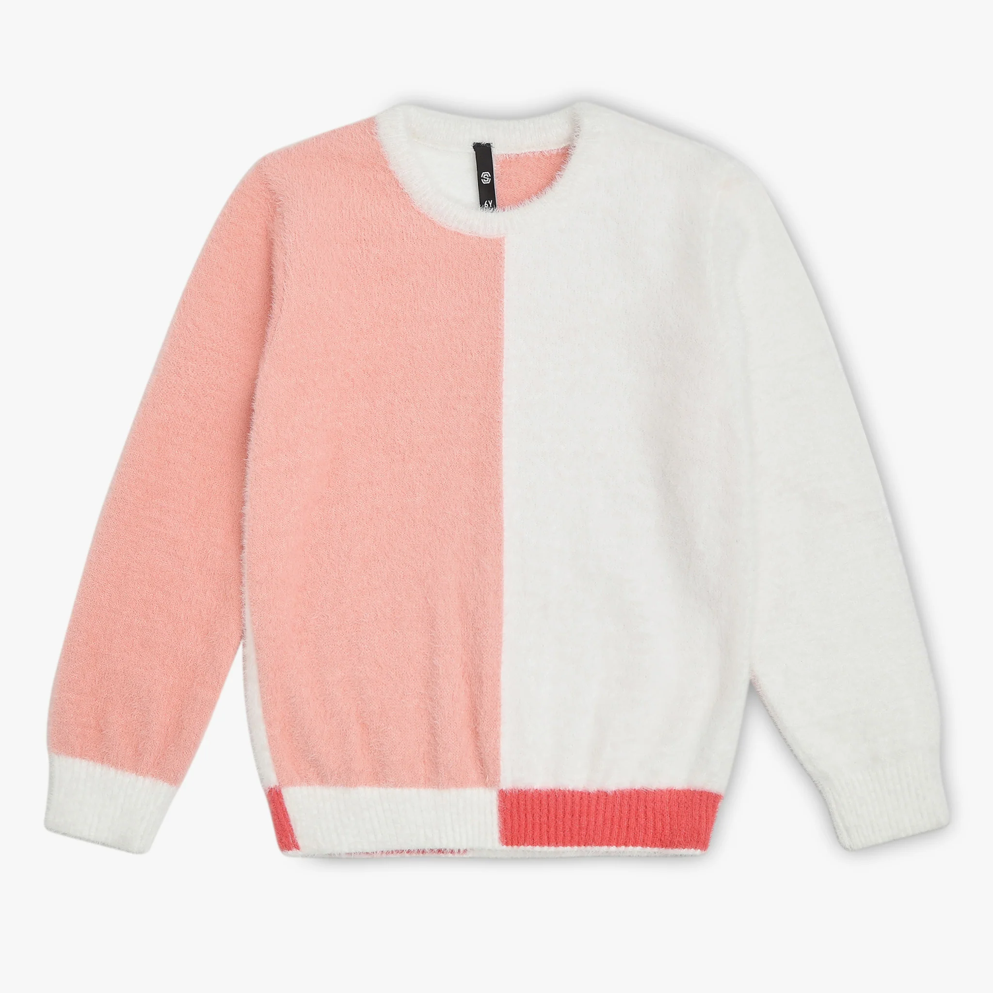 Girls Crew Neck Cut and Sew Sweater