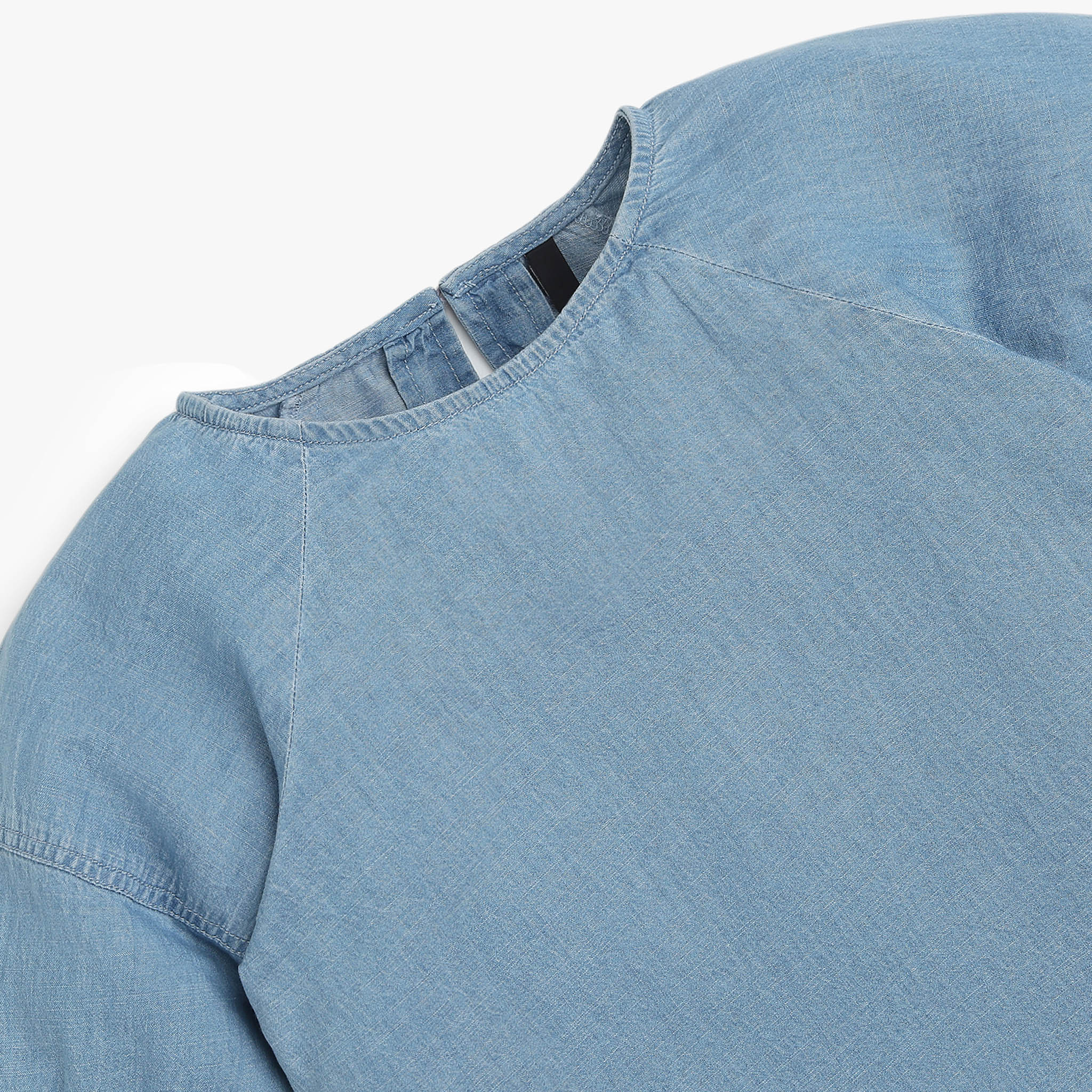 Girls Denim Top With Peplum Sleeve - Image 3