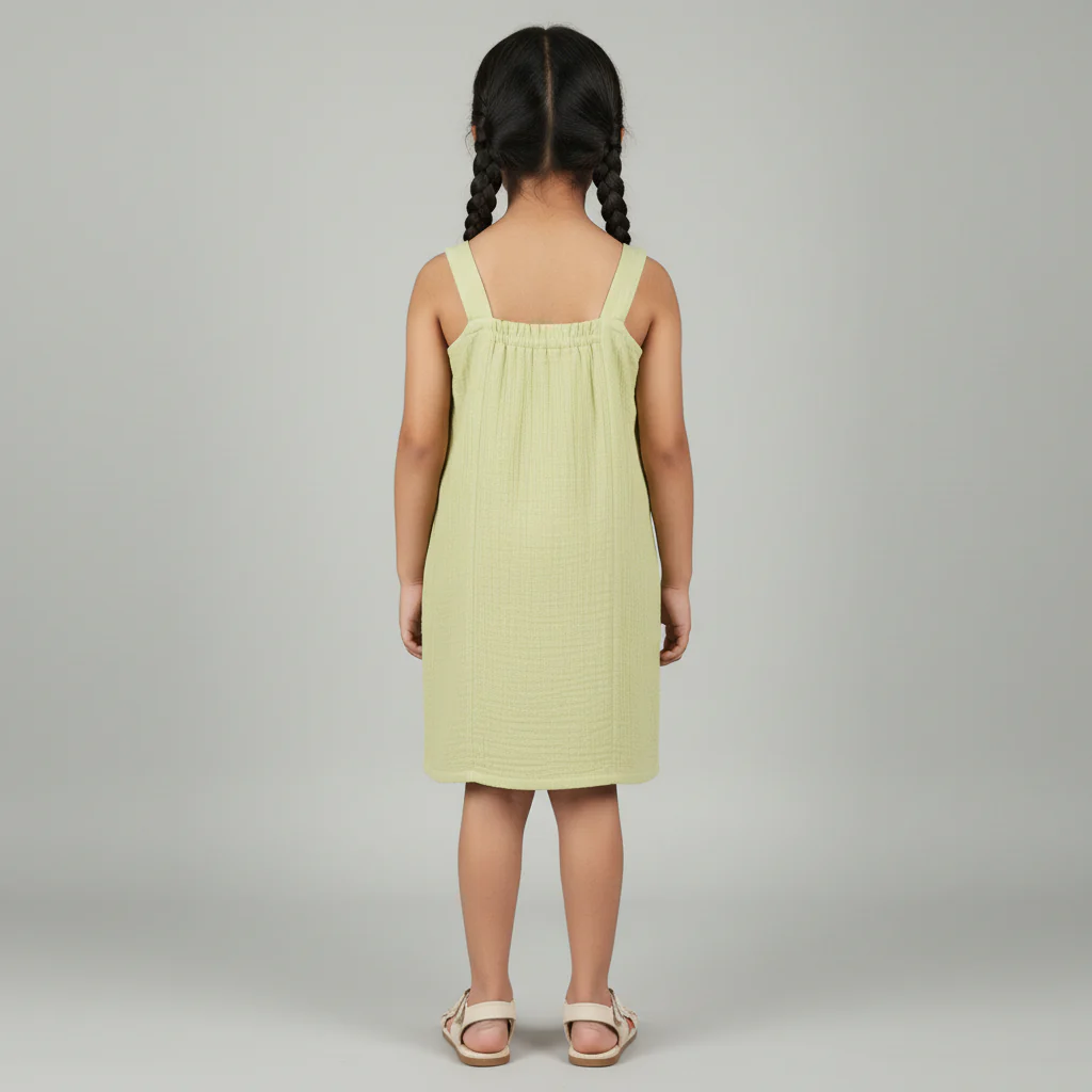 Girls Elasticated Neckline Flowy Dress - Image 3