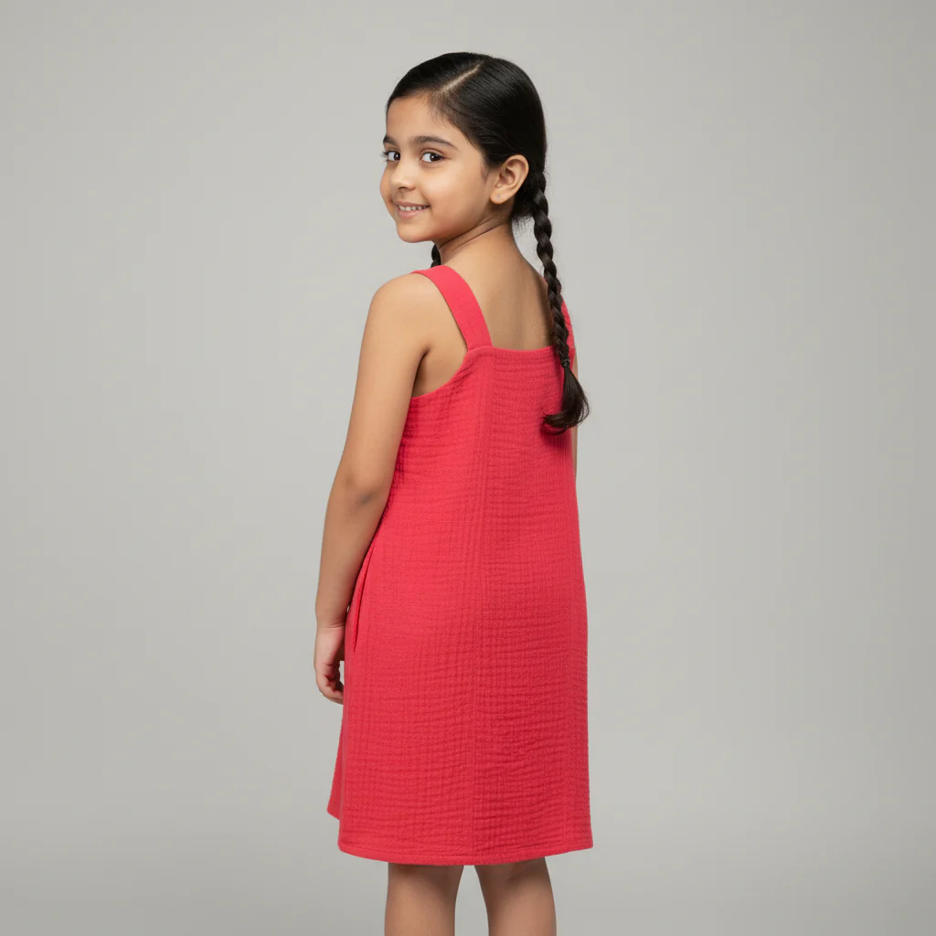 Girls Elasticated Neckline Flowy Dress - Image 7