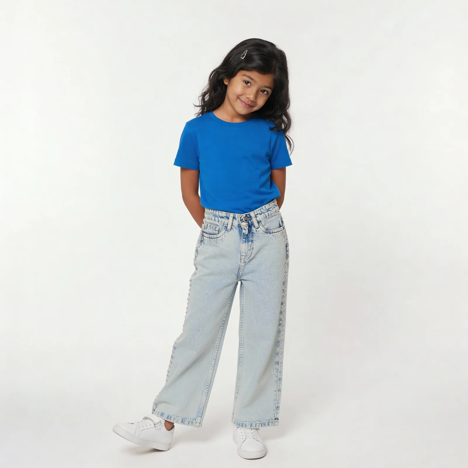 Girls Embellished Studded Straight Jeans