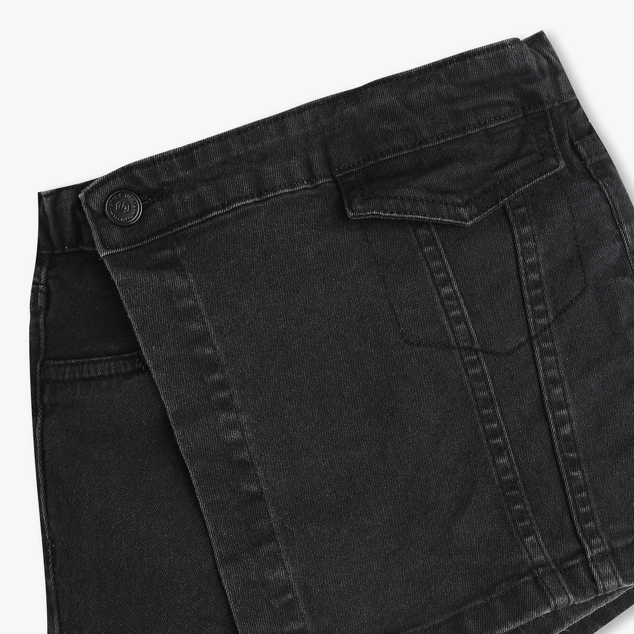 Girls Heavy Wash Mock Pocket Denim Skort - Image 3