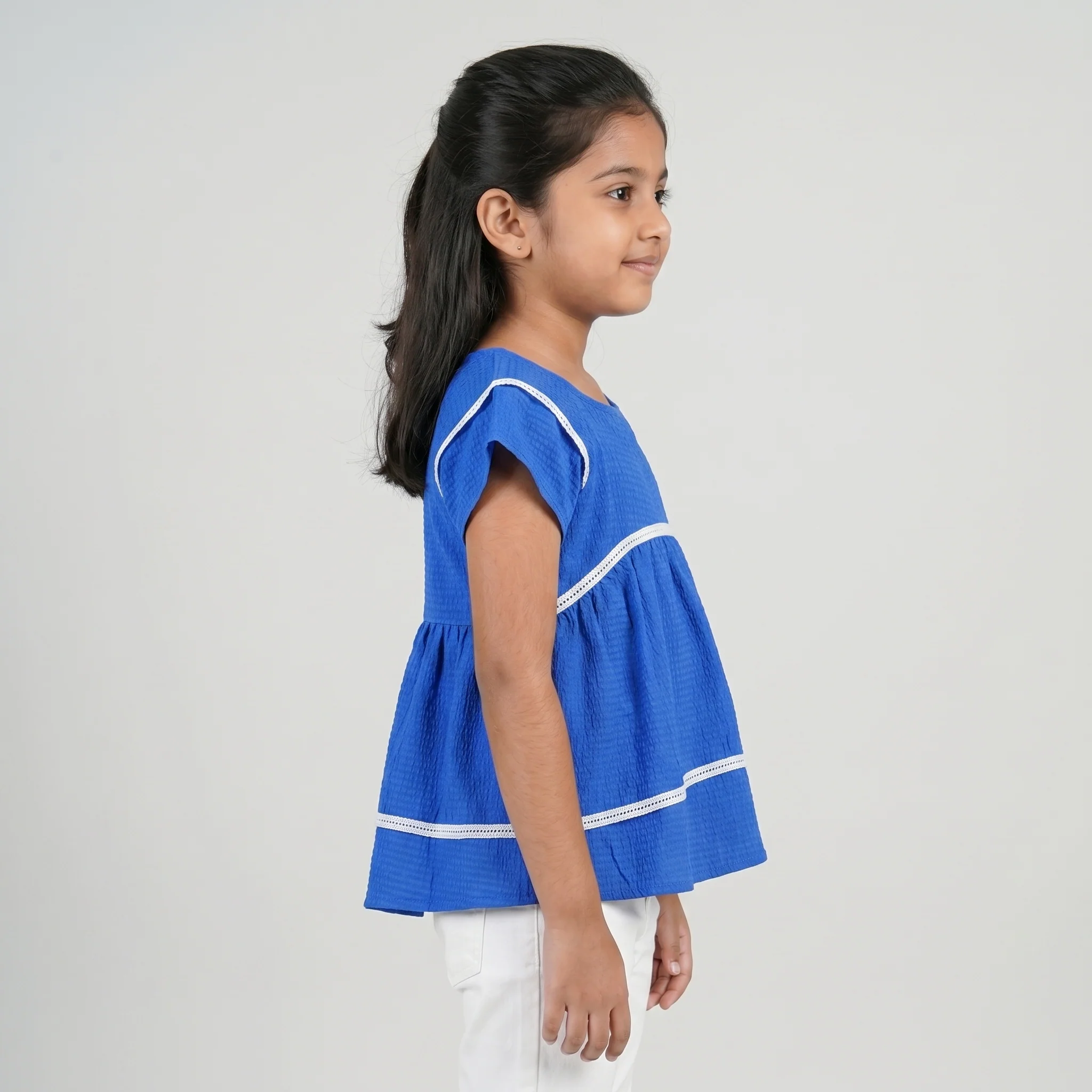 Girls Layared Top With Lace Insert Detail Top - Image 2