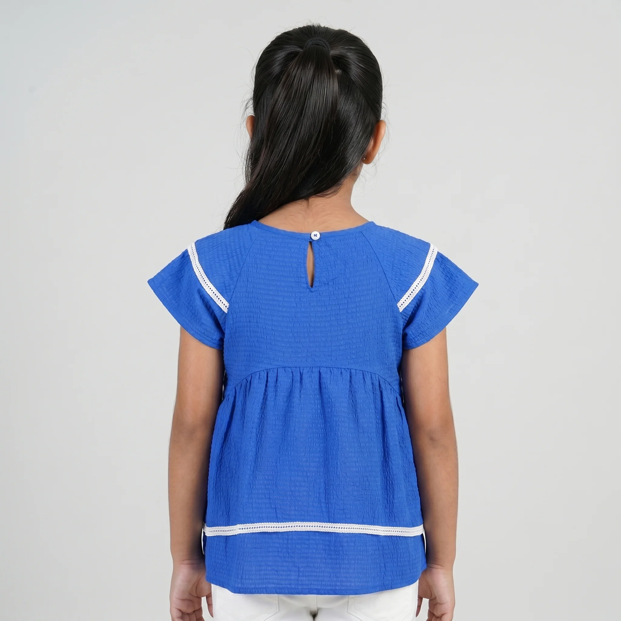 Girls Layared Top With Lace Insert Detail Top - Image 3