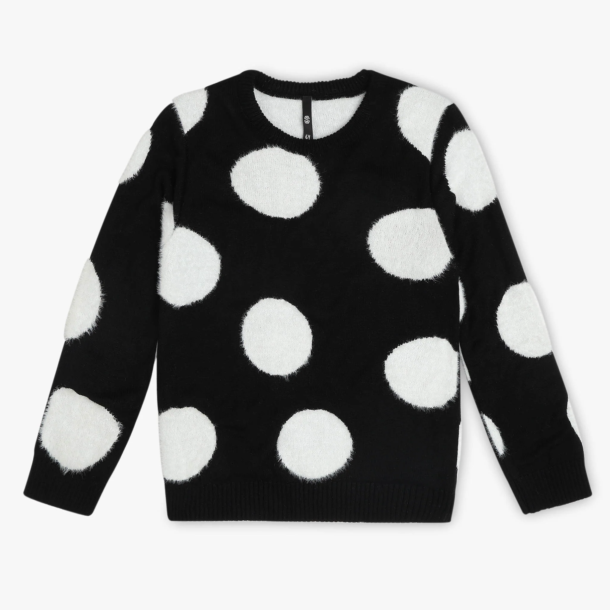 Girls Crew Neck Polka Dot Sweater
