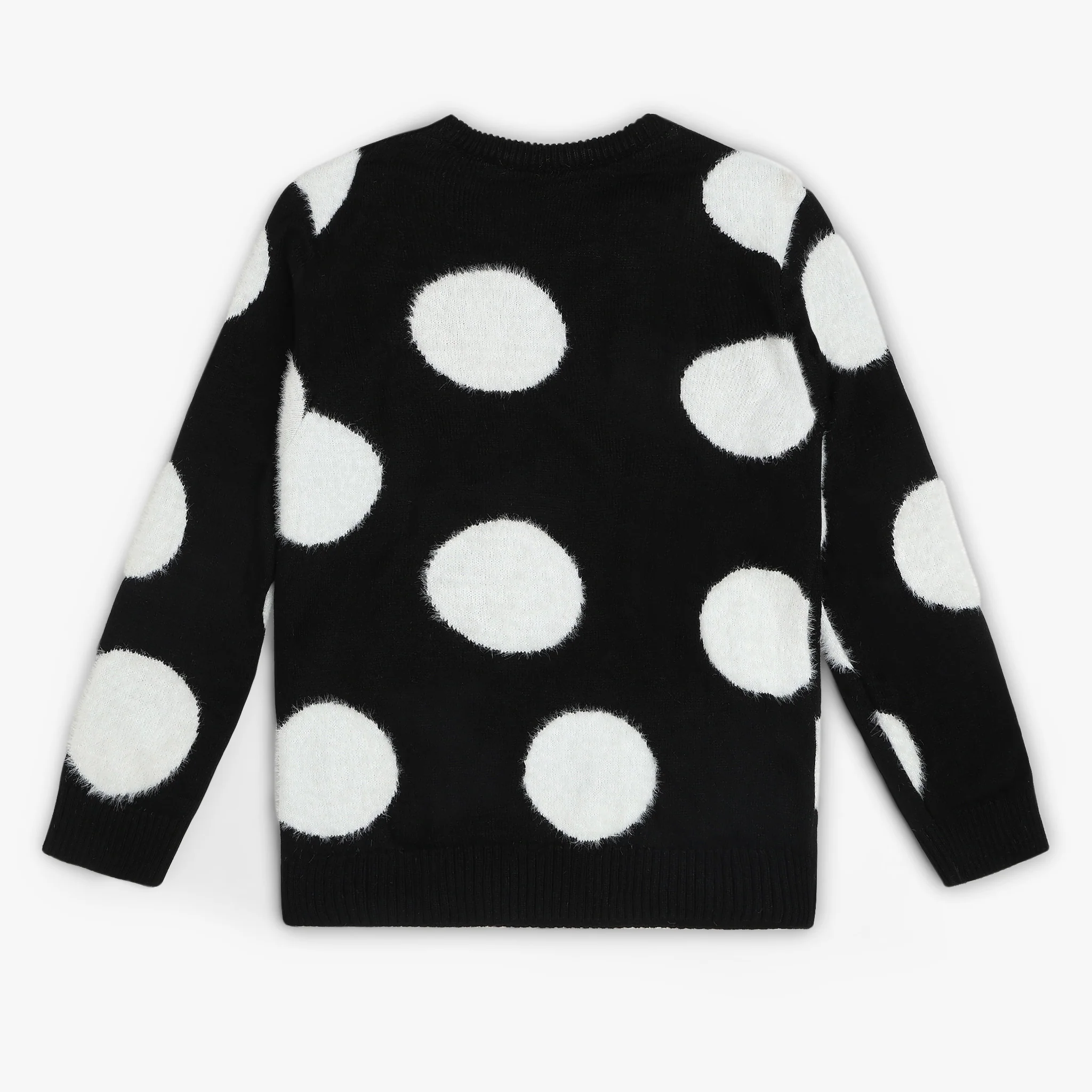 Girls Crew Neck Polka Dot Sweater - Image 2