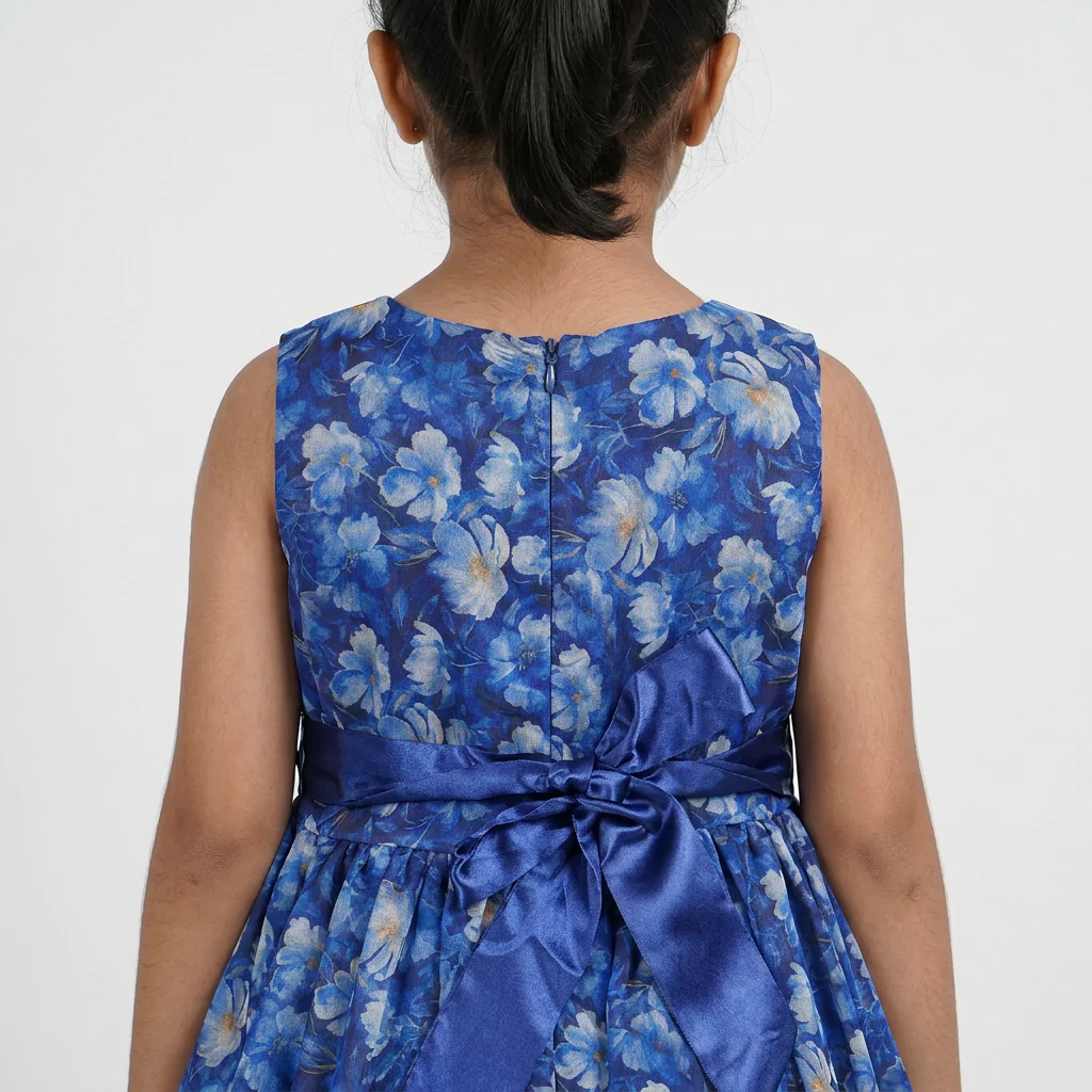 Girls Printed Organza Dress - Image 3