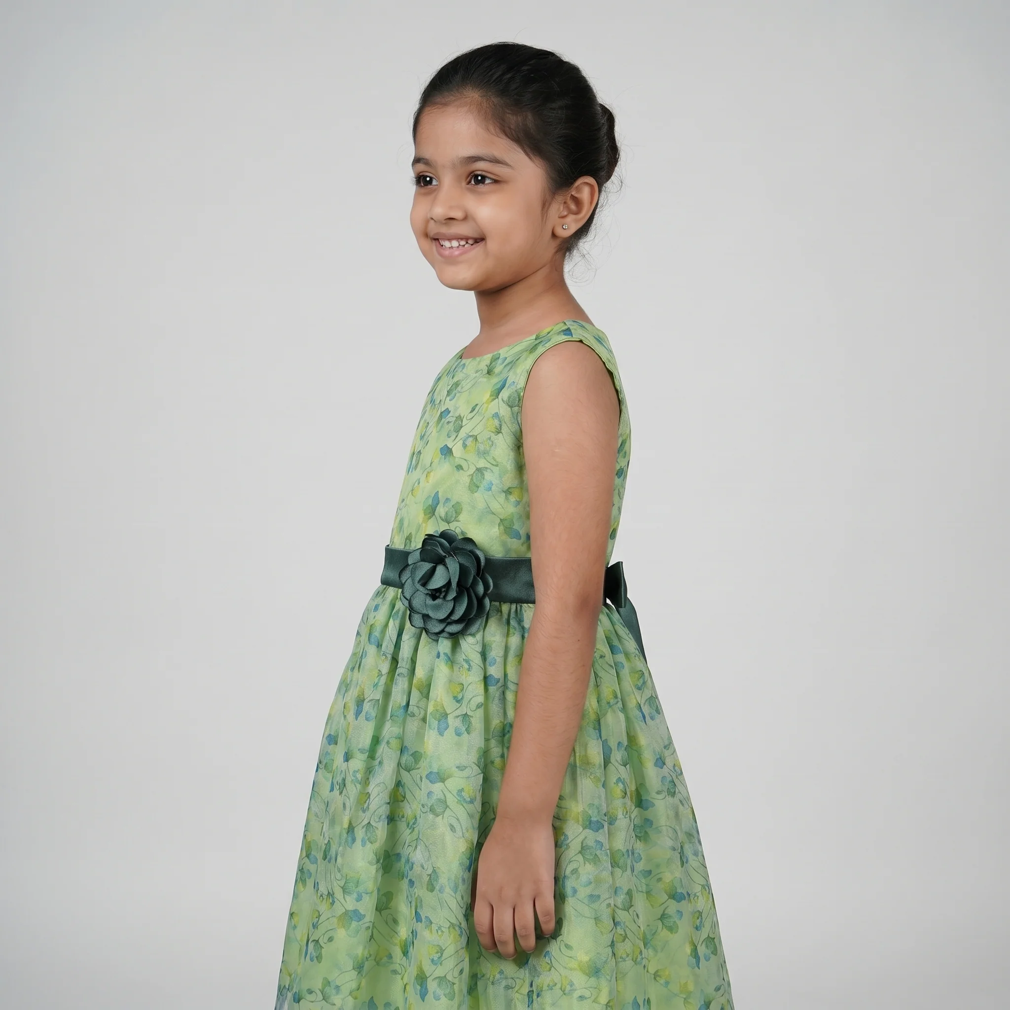 Girls Printed Organza Dress - Image 2
