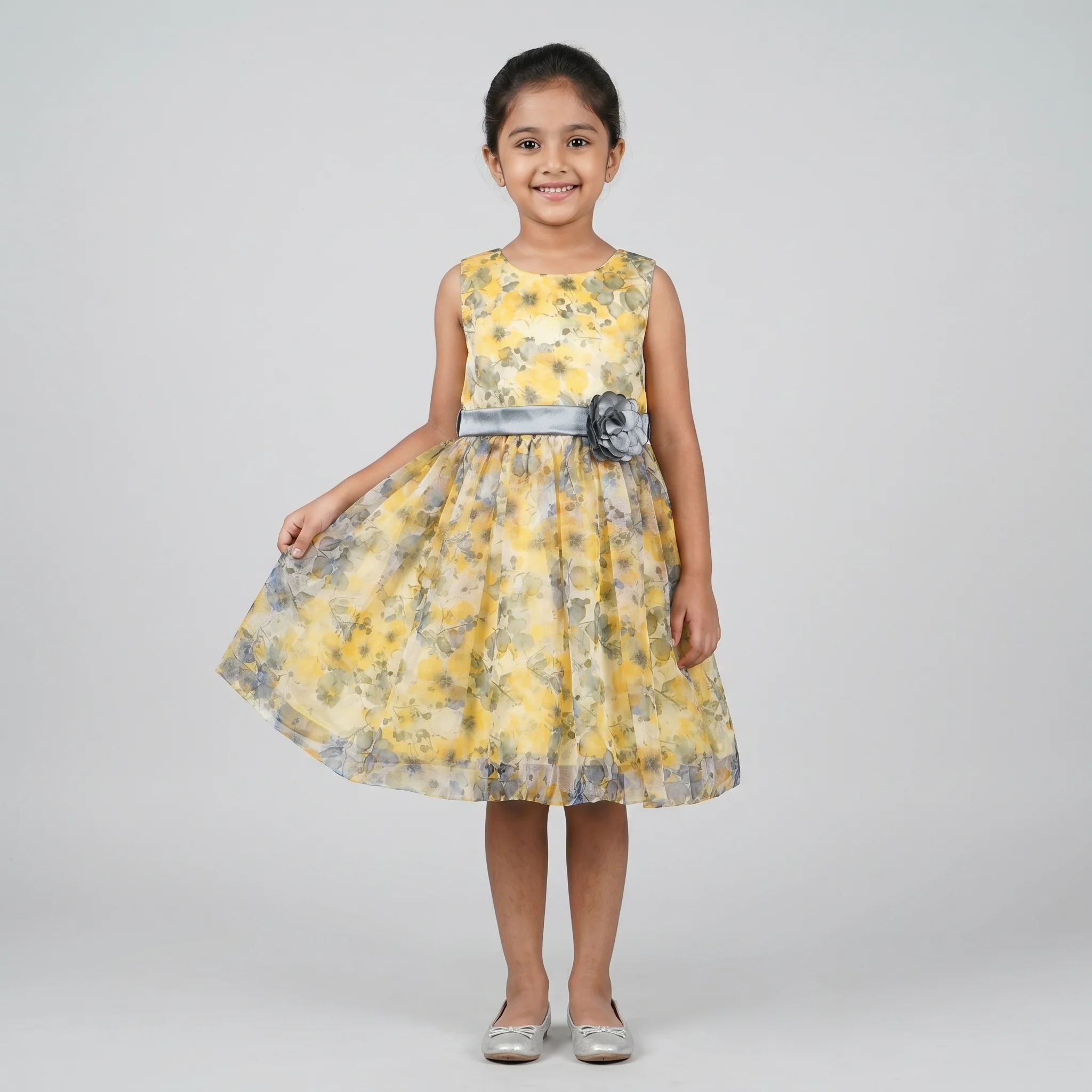 Girls Printed Organza Dress