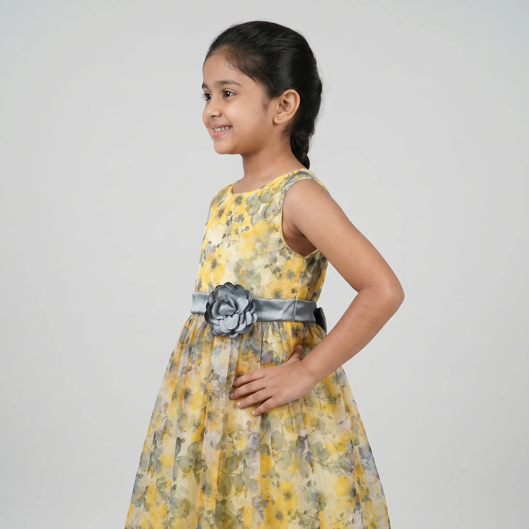 Girls Printed Organza Dress - Image 2