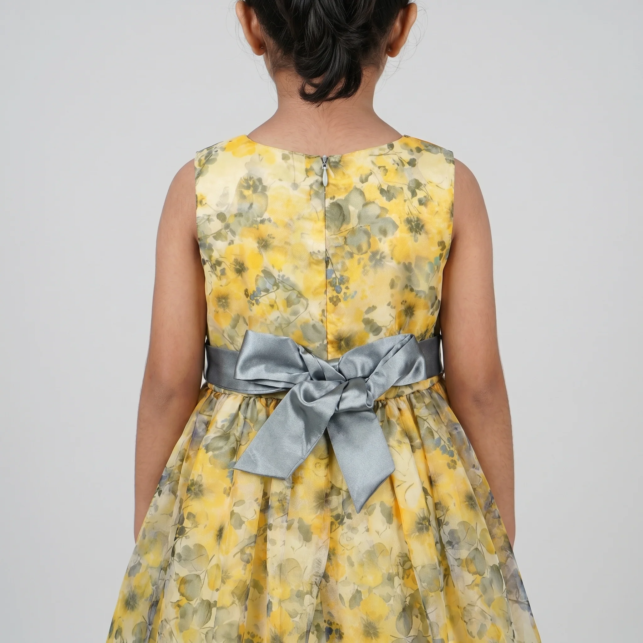 Girls Printed Organza Dress - Image 3