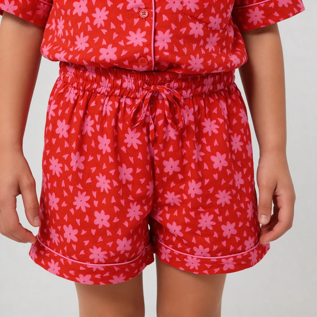 Girls Printed T-Shirt with Shorts Sleepwear Set - Image 6