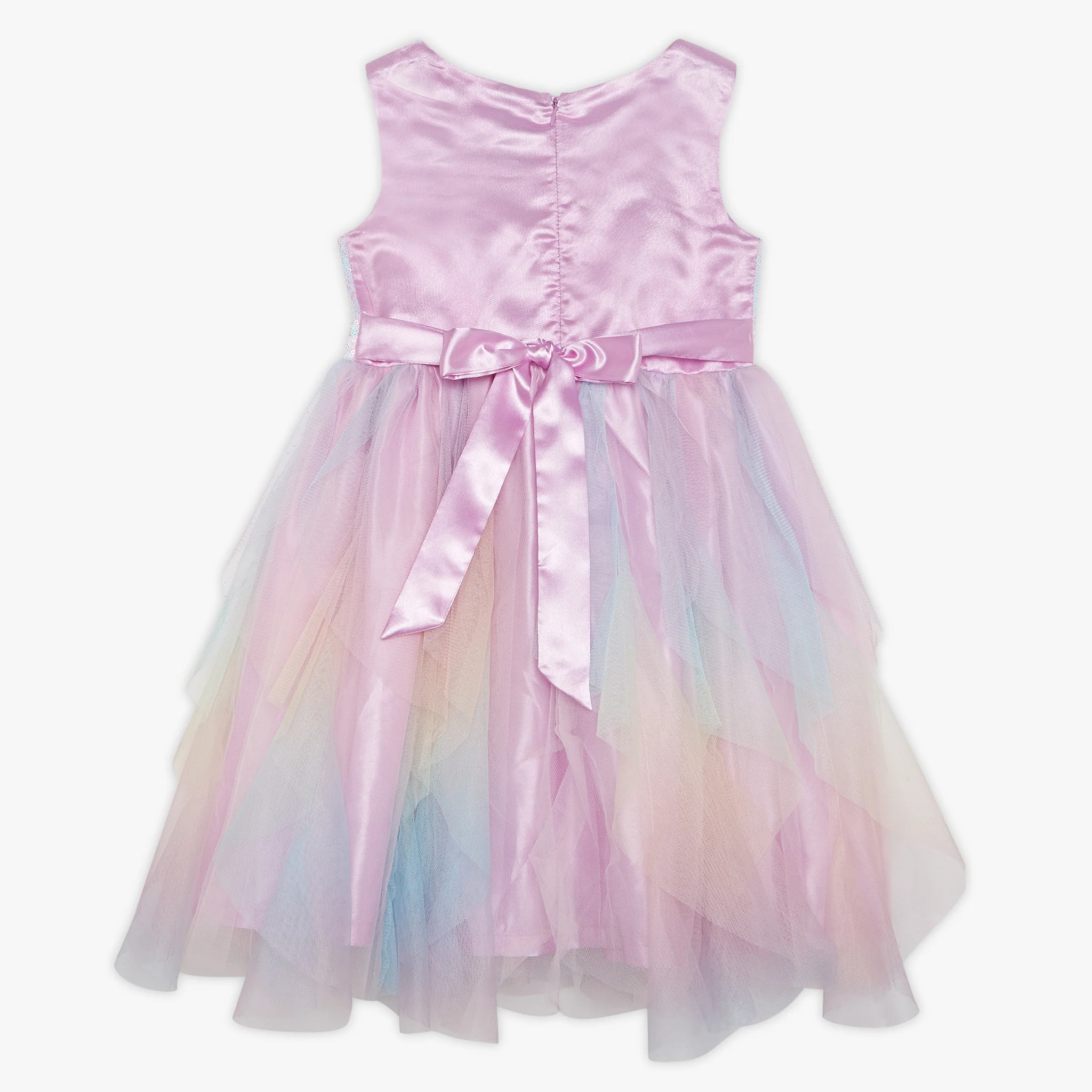 Girls Embellished Knee Length High Fashion Sleeveless Party Dress - Image 2