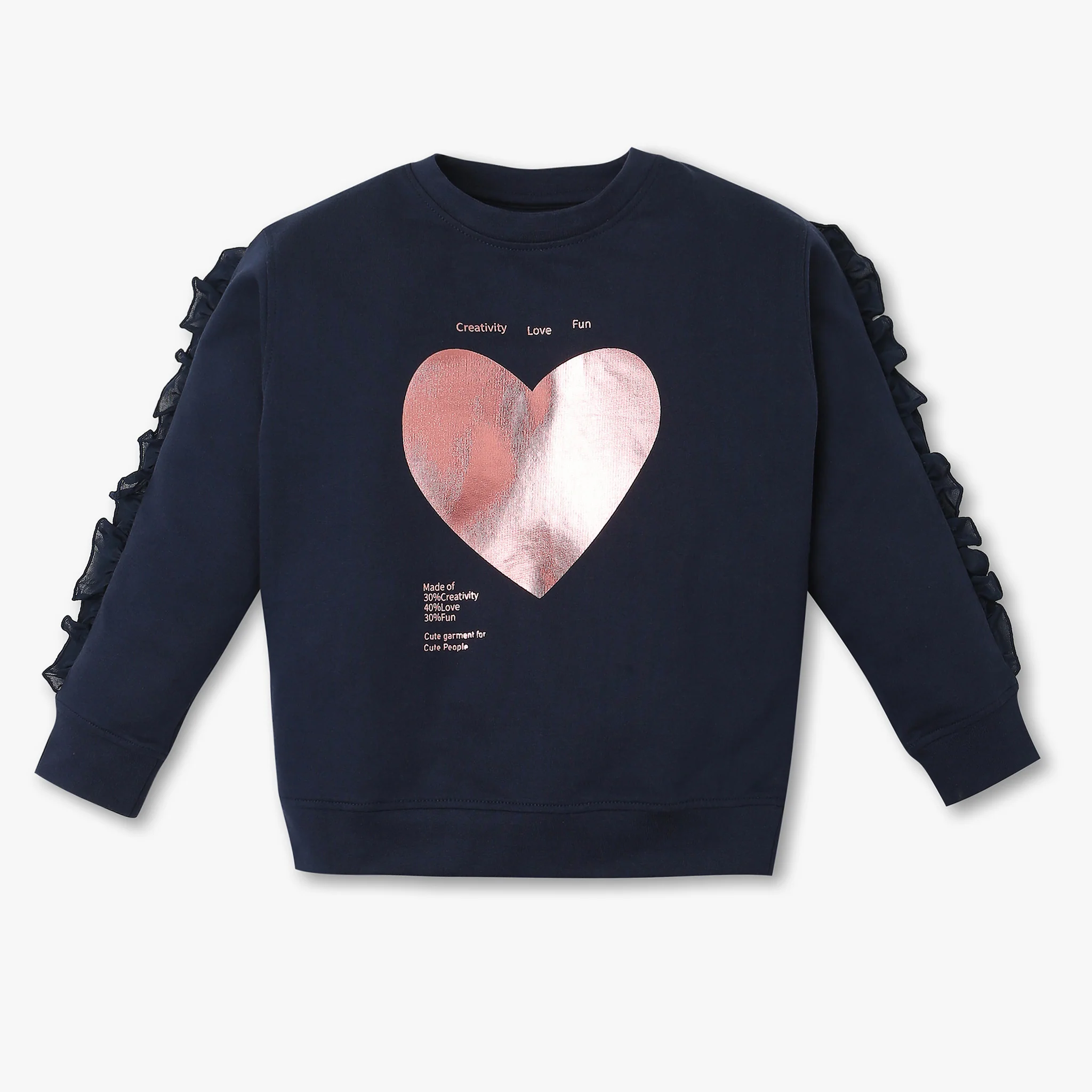 Girls Regular Fit Embellished Sweat Tee