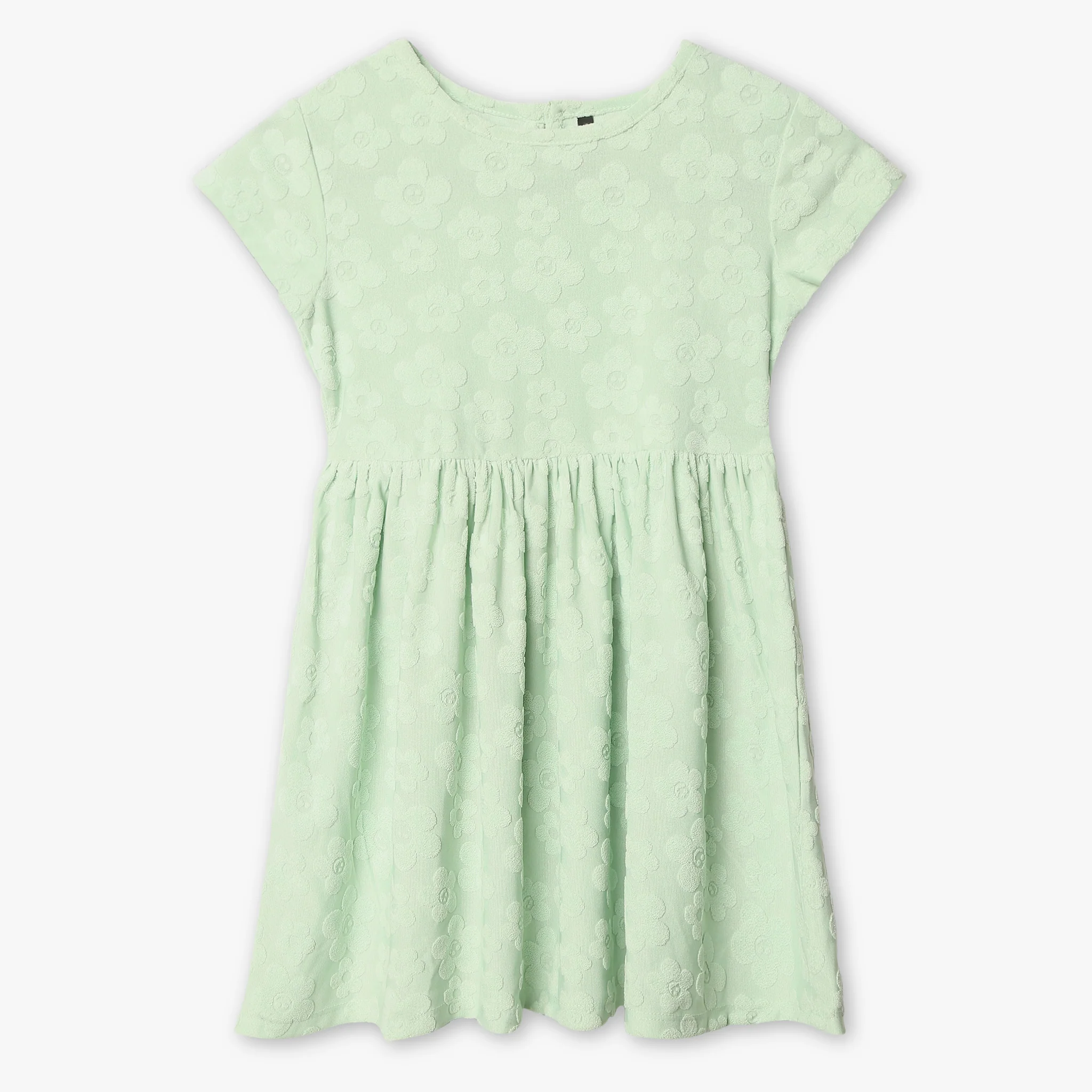 Girls Jacquard Scoop Neck Short Sleeve Dress