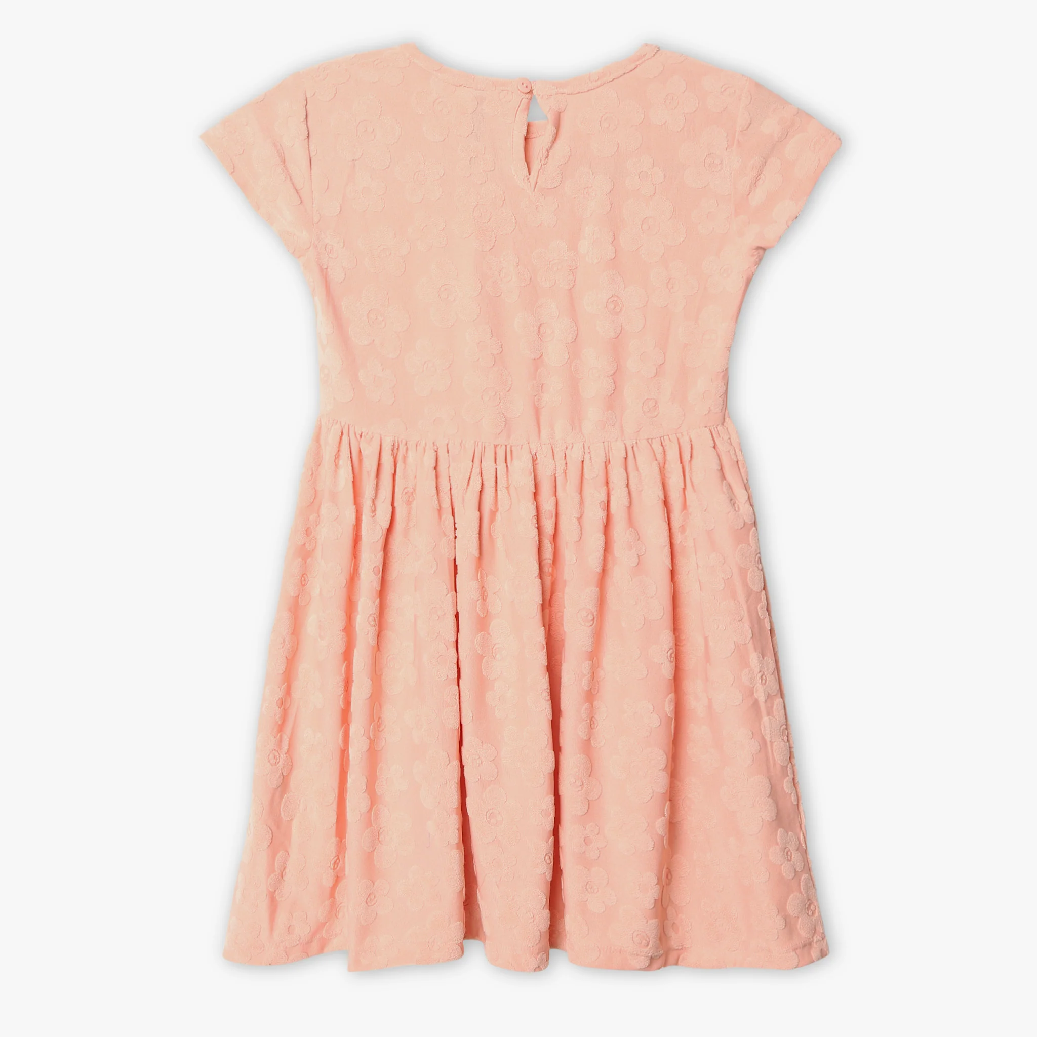 Girls Jacquard Scoop Neck Short Sleeve Dress - Image 5