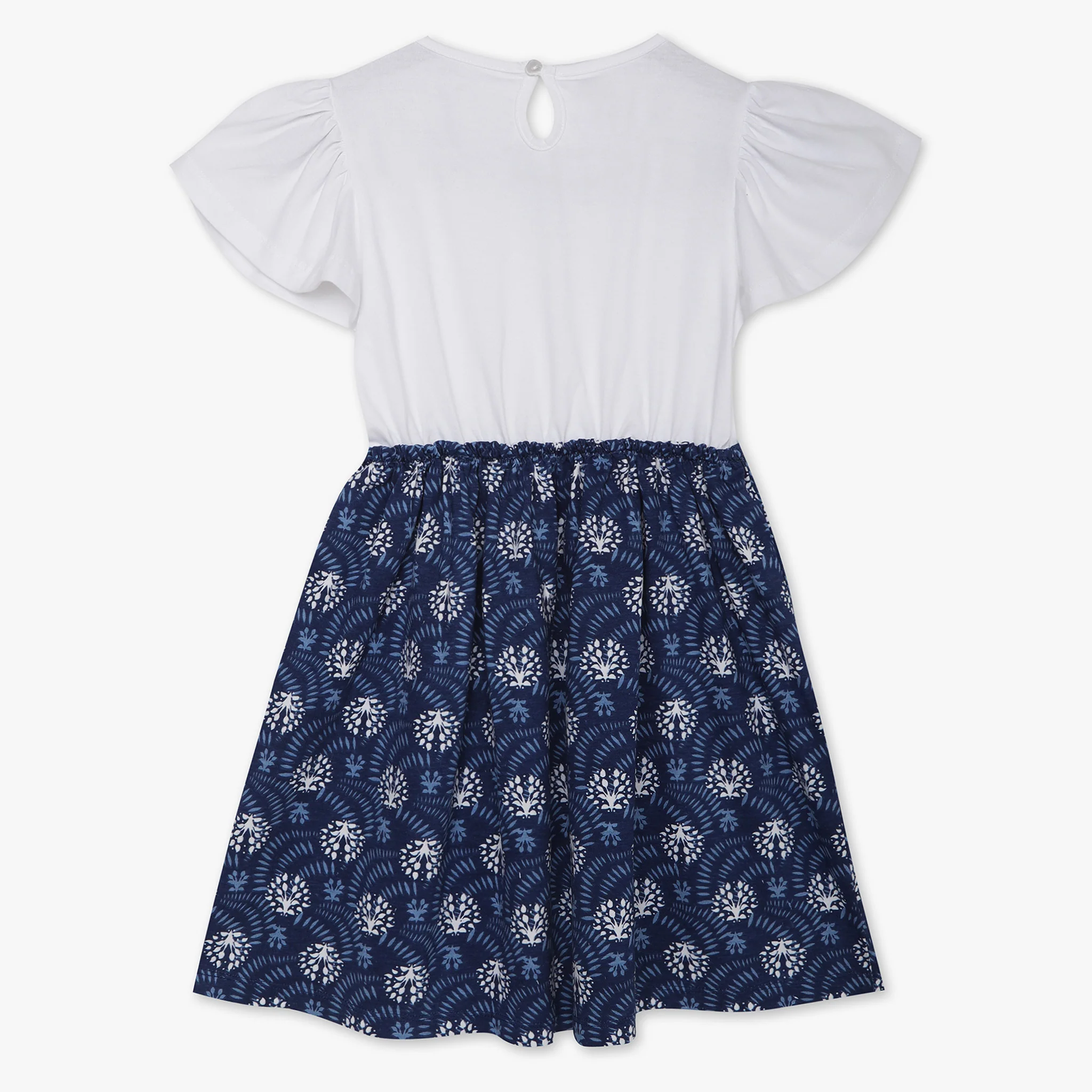 Girls Printed Knee Length Crew Neck Short Sleeve Dress - Image 2