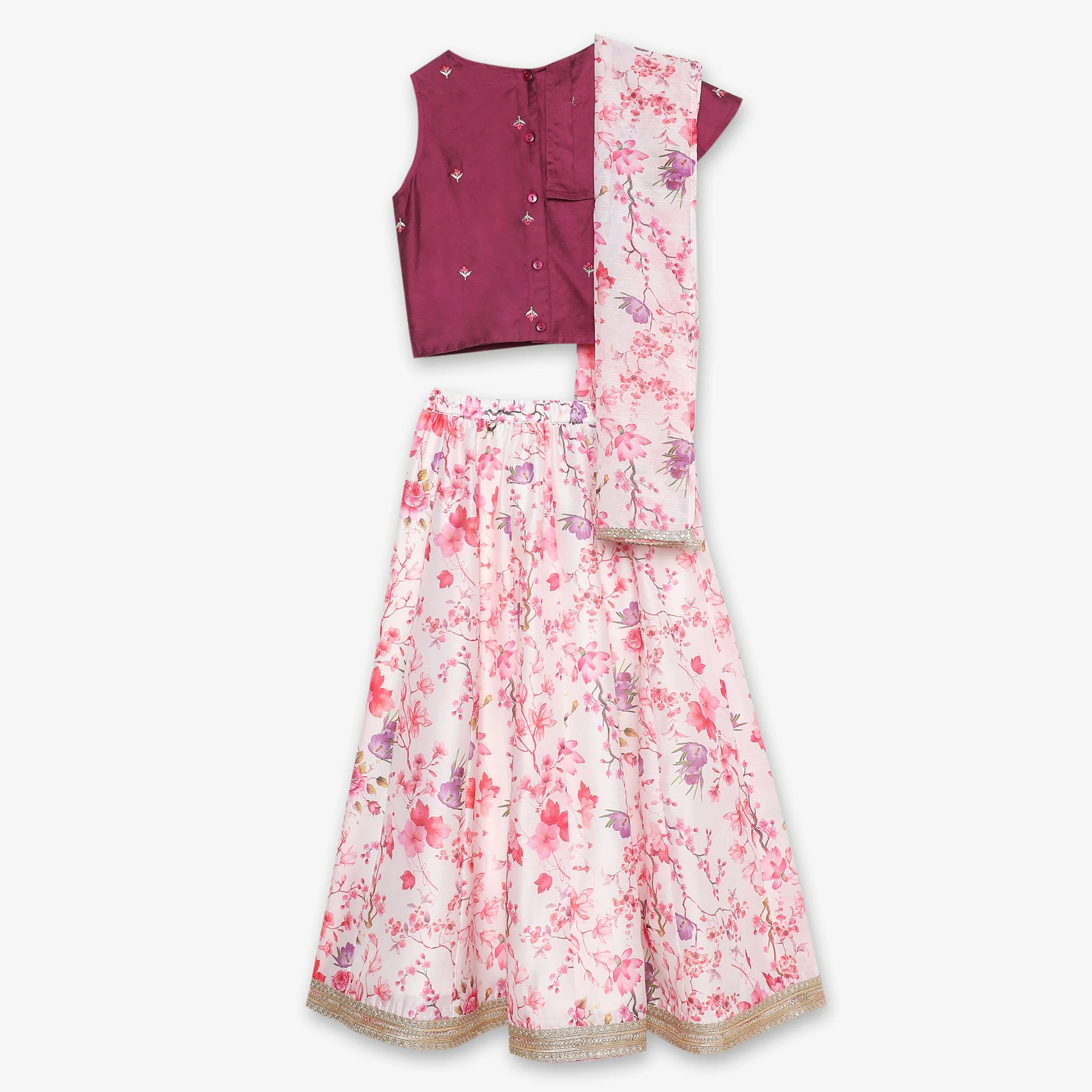Girls Regular Fit Printed Lehenga And Choli With Dupatta - Image 2