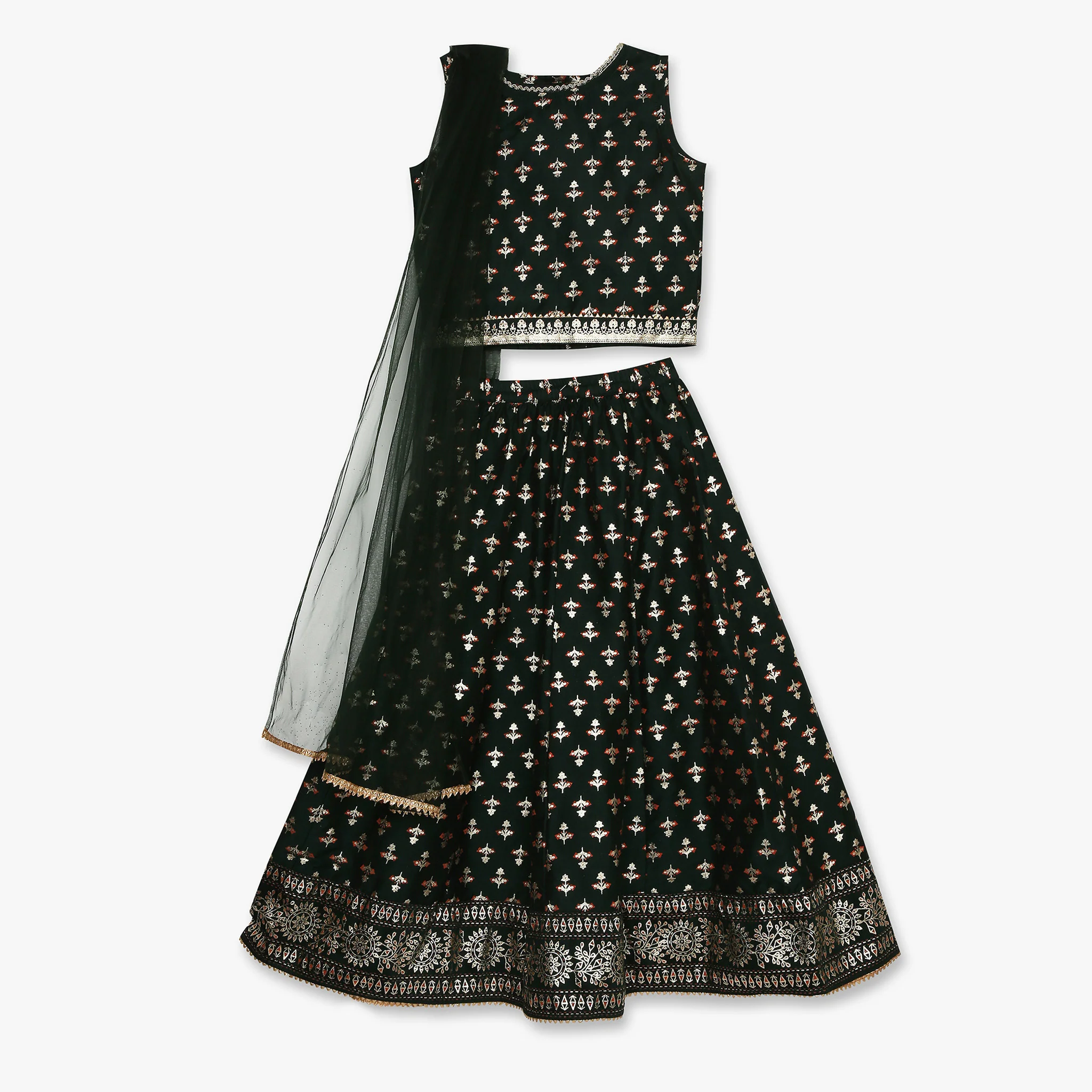 Girls Regular Fit Printed Lehenga And Choli With Dupatta Set