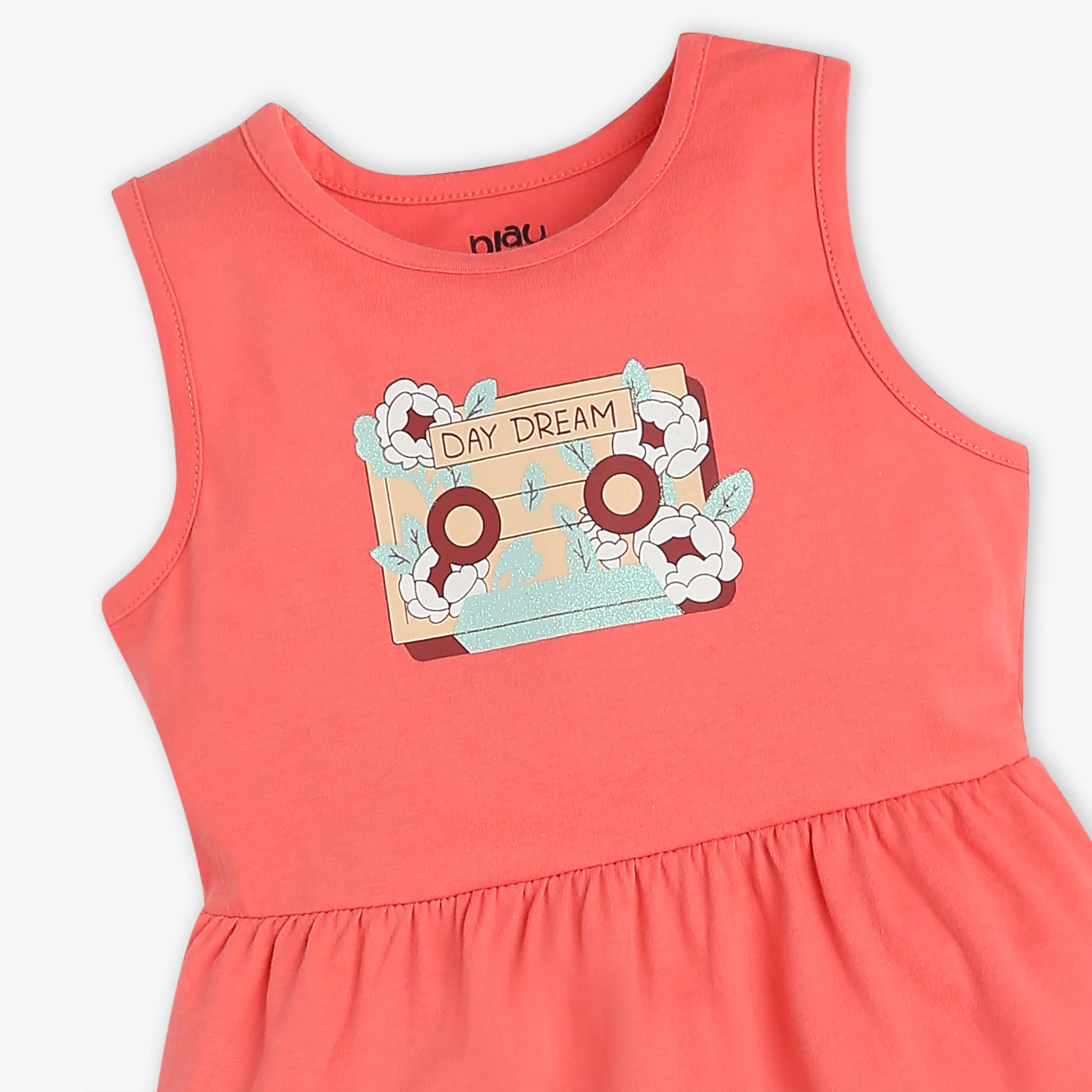 Girls Sleeveless Printed Dress - Image 3