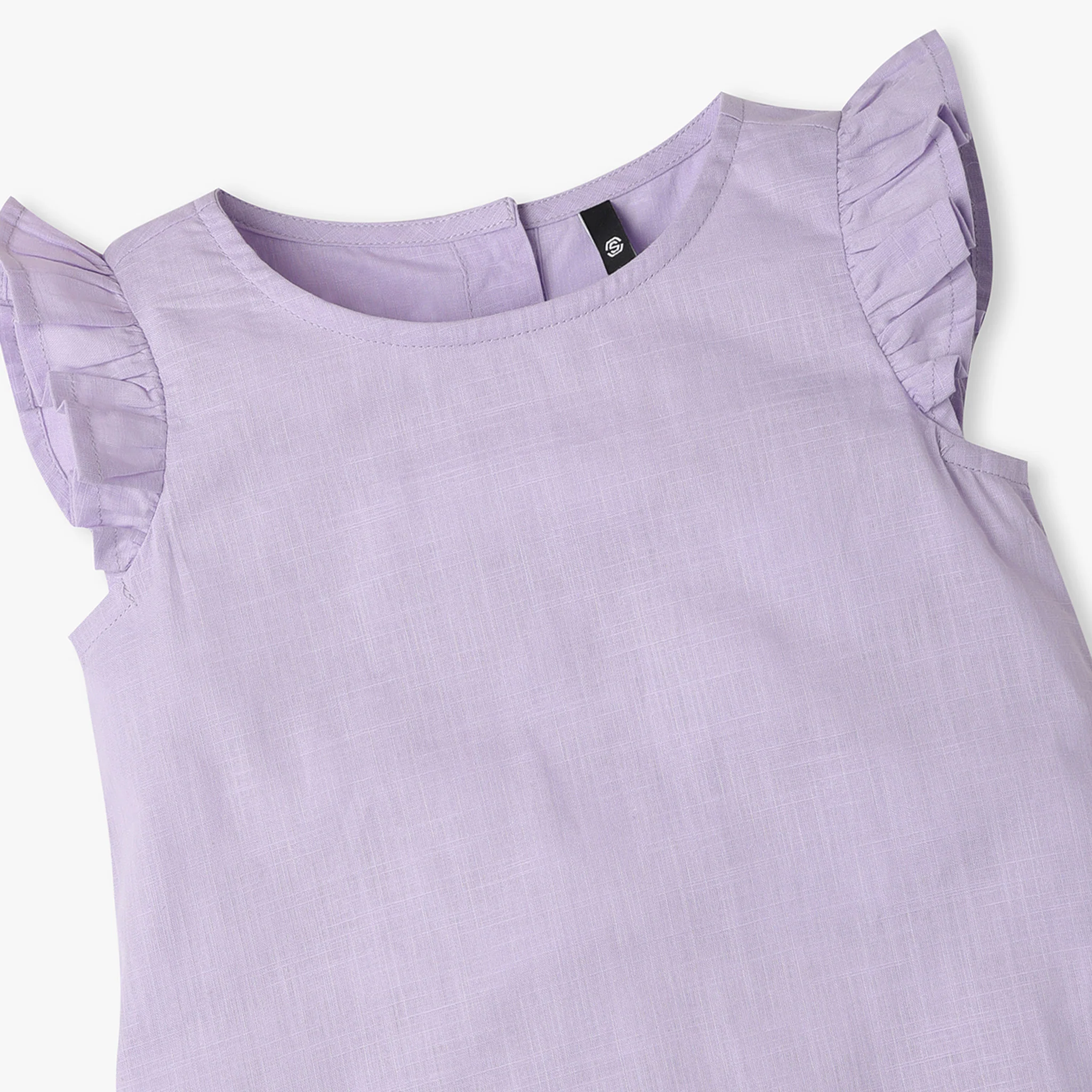 Girls Solid Round Neck Short Sleeve Top - Image 12