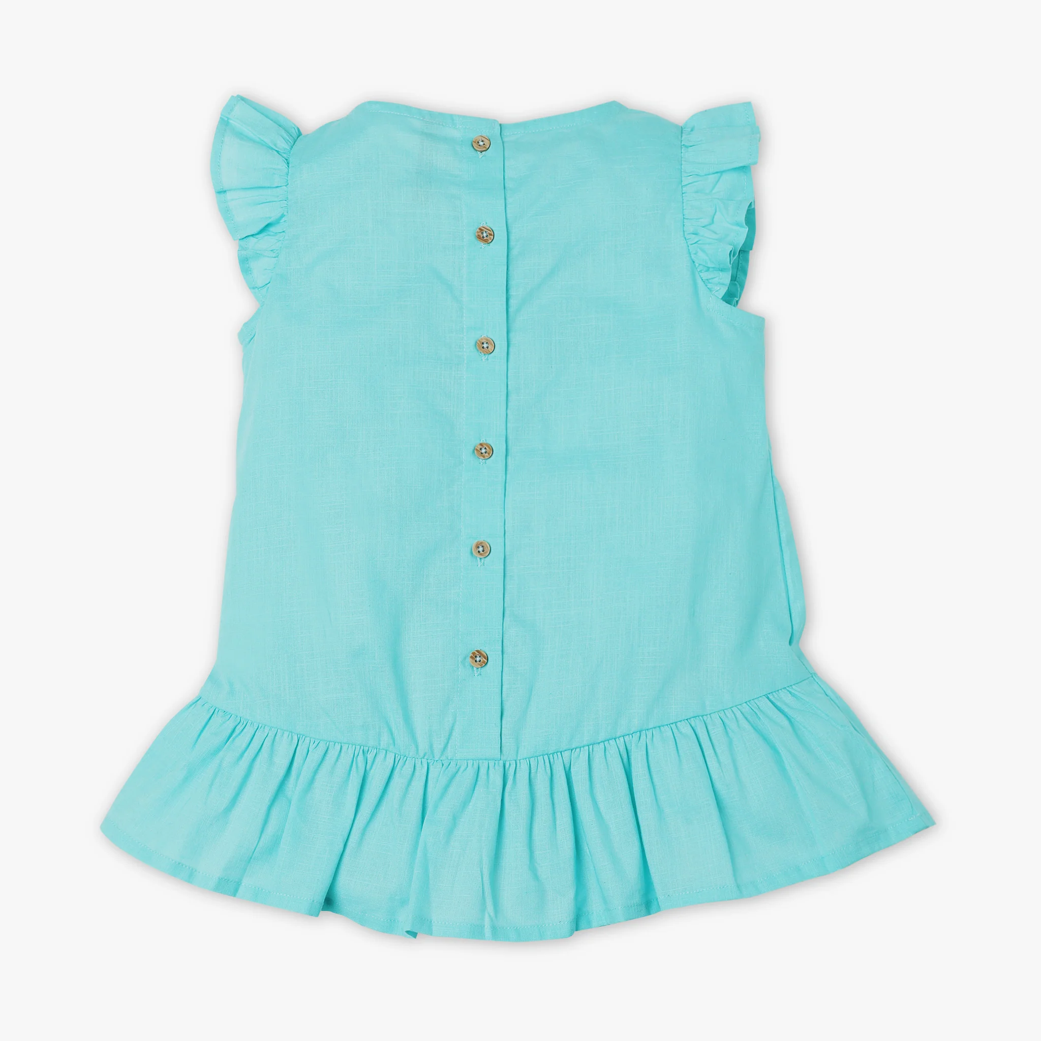 Girls Solid Round Neck Short Sleeve Top - Image 2