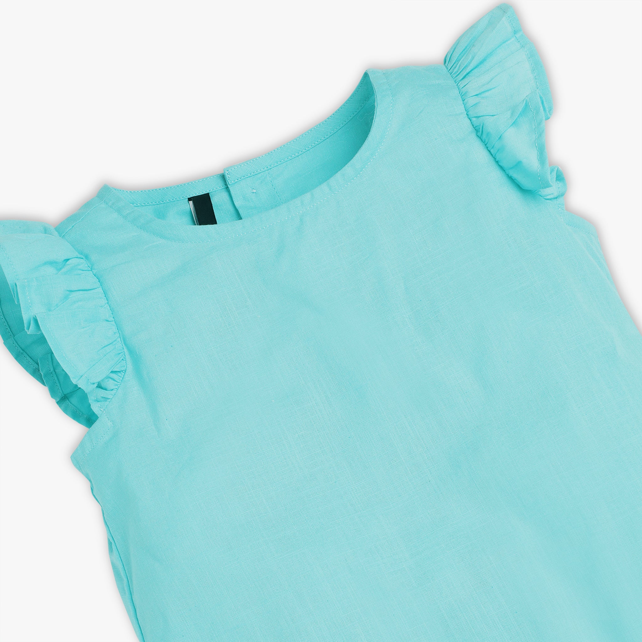 Girls Solid Round Neck Short Sleeve Top - Image 3