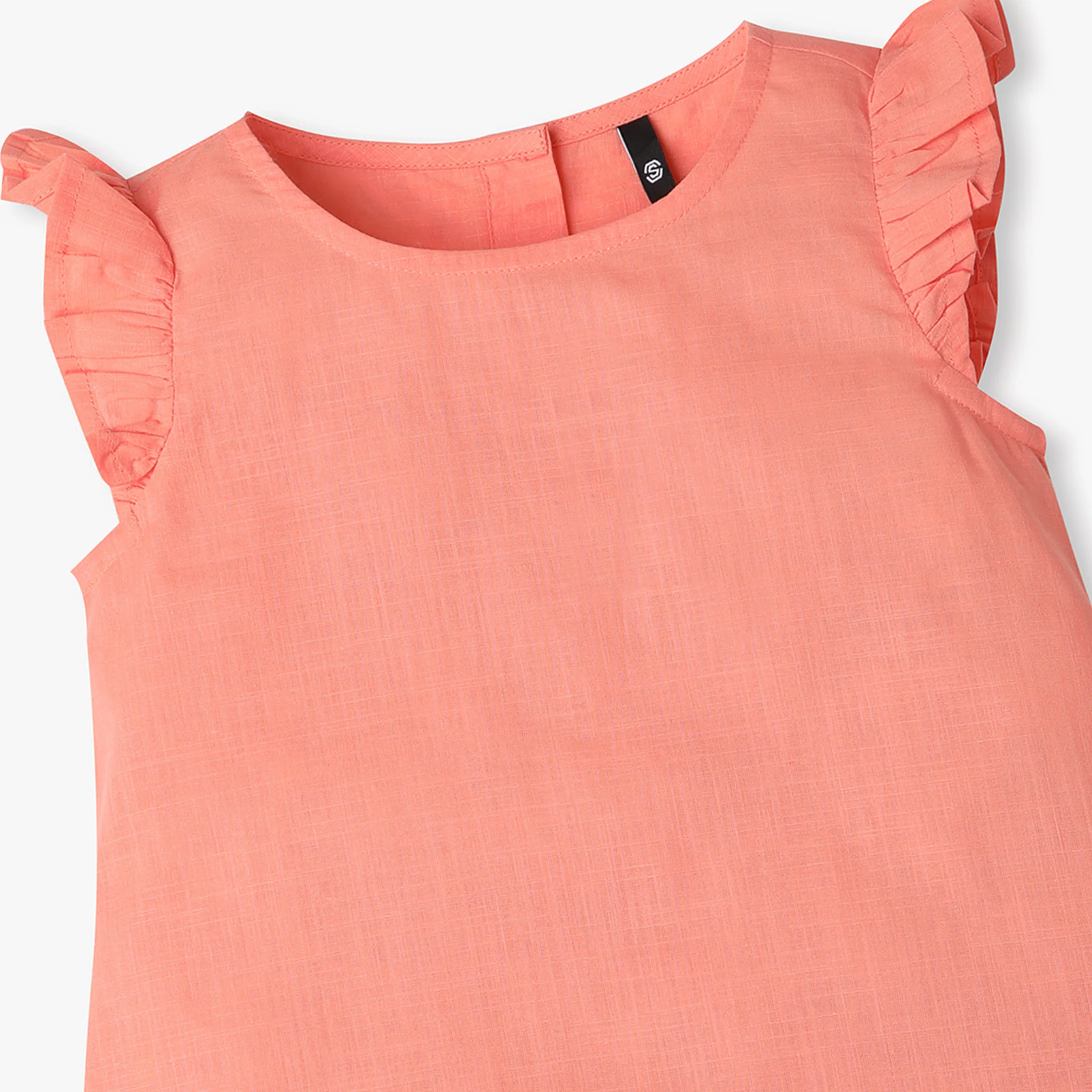 Girls Solid Round Neck Short Sleeve Top - Image 6