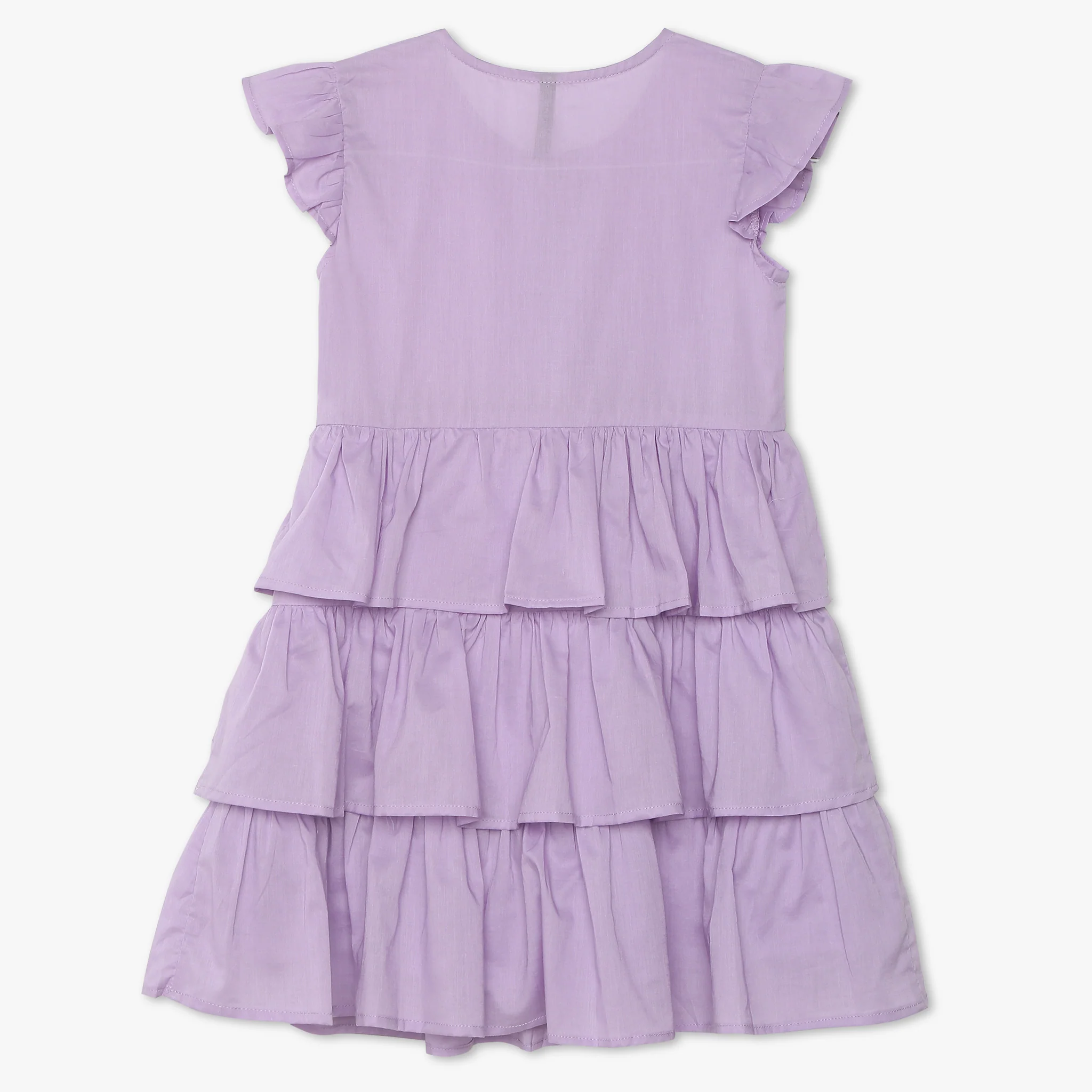 Girls Solid Knee Length Short Sleeve Dress - Image 17