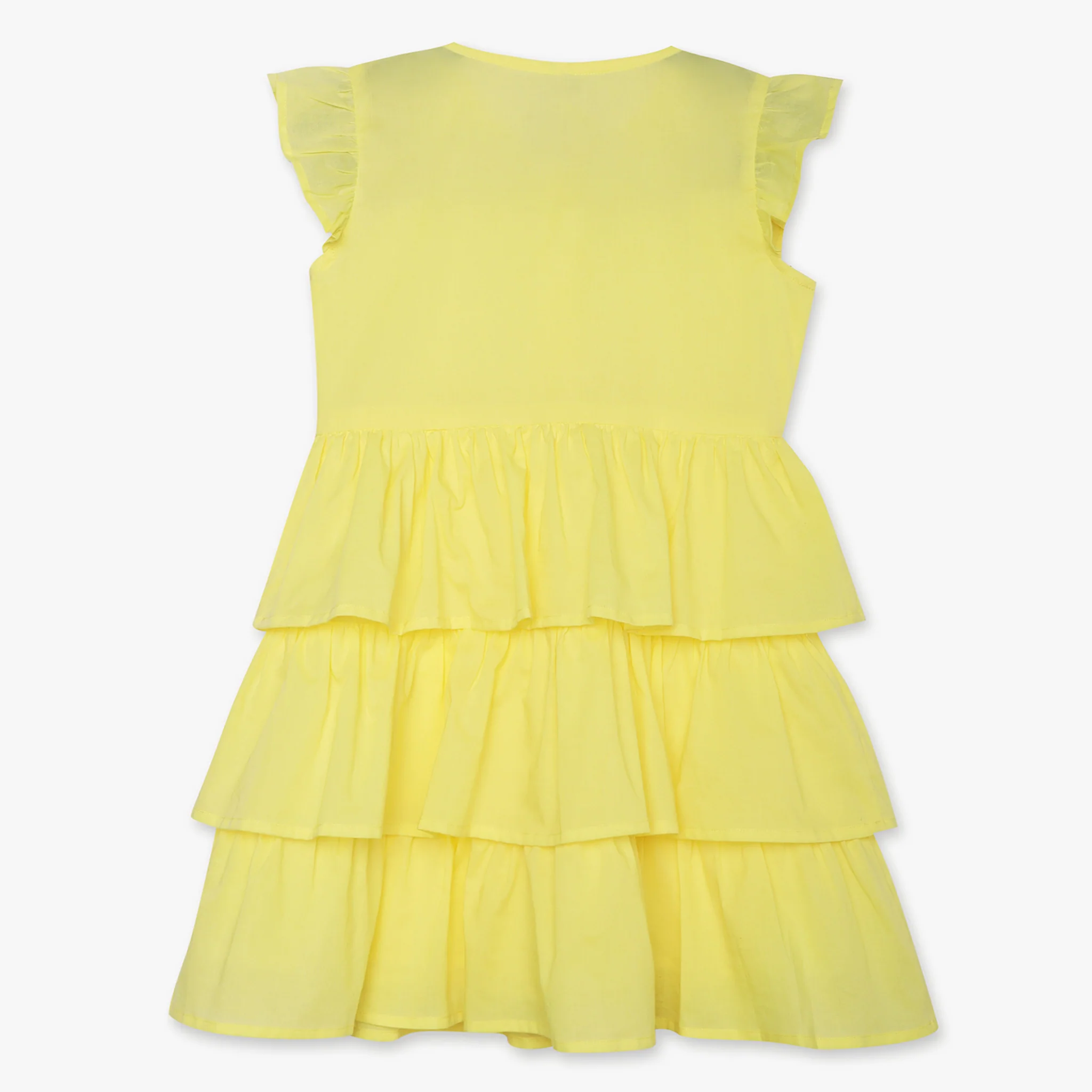 Girls Solid Knee Length Short Sleeve Dress - Image 5