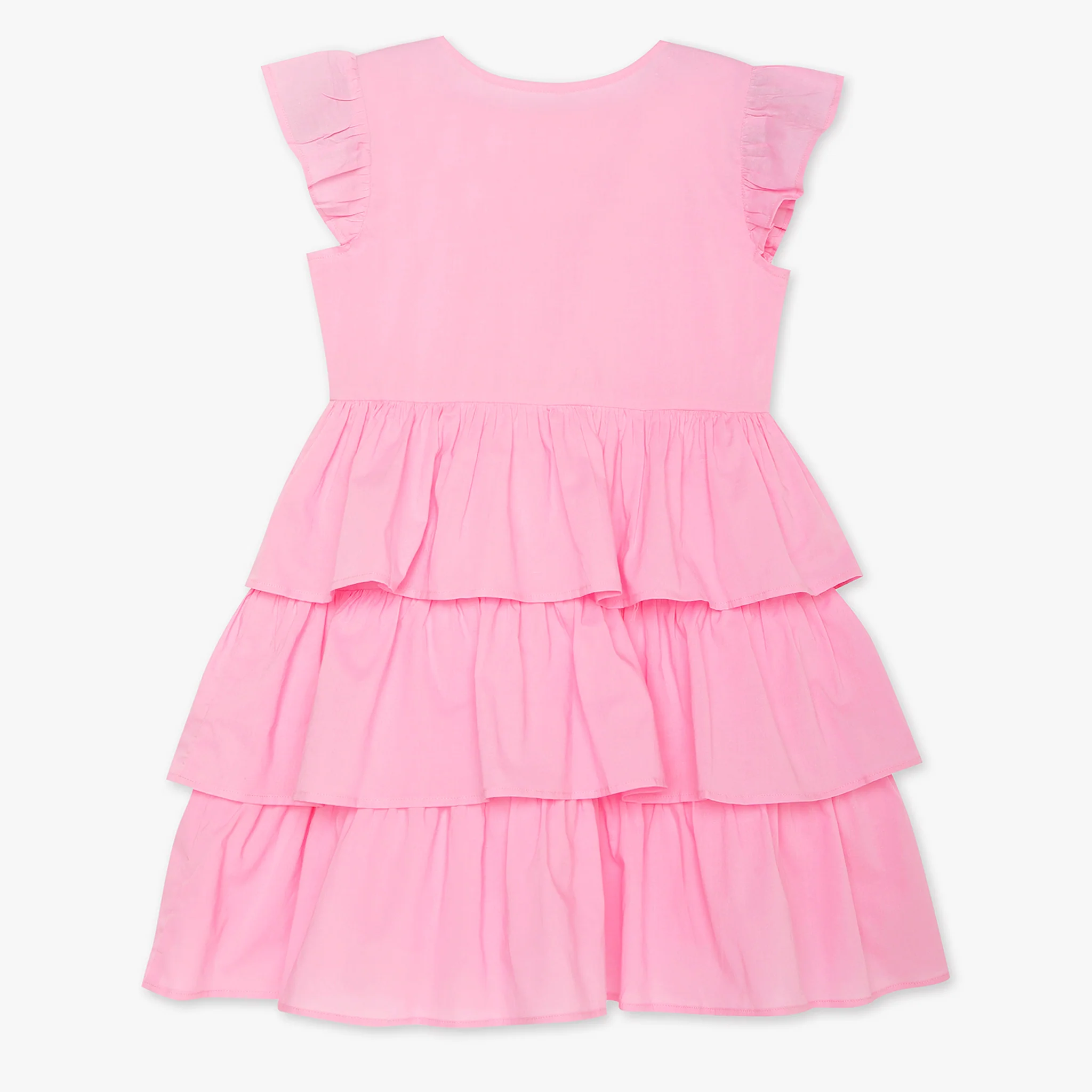 Girls Solid Knee Length Short Sleeve Dress - Image 8