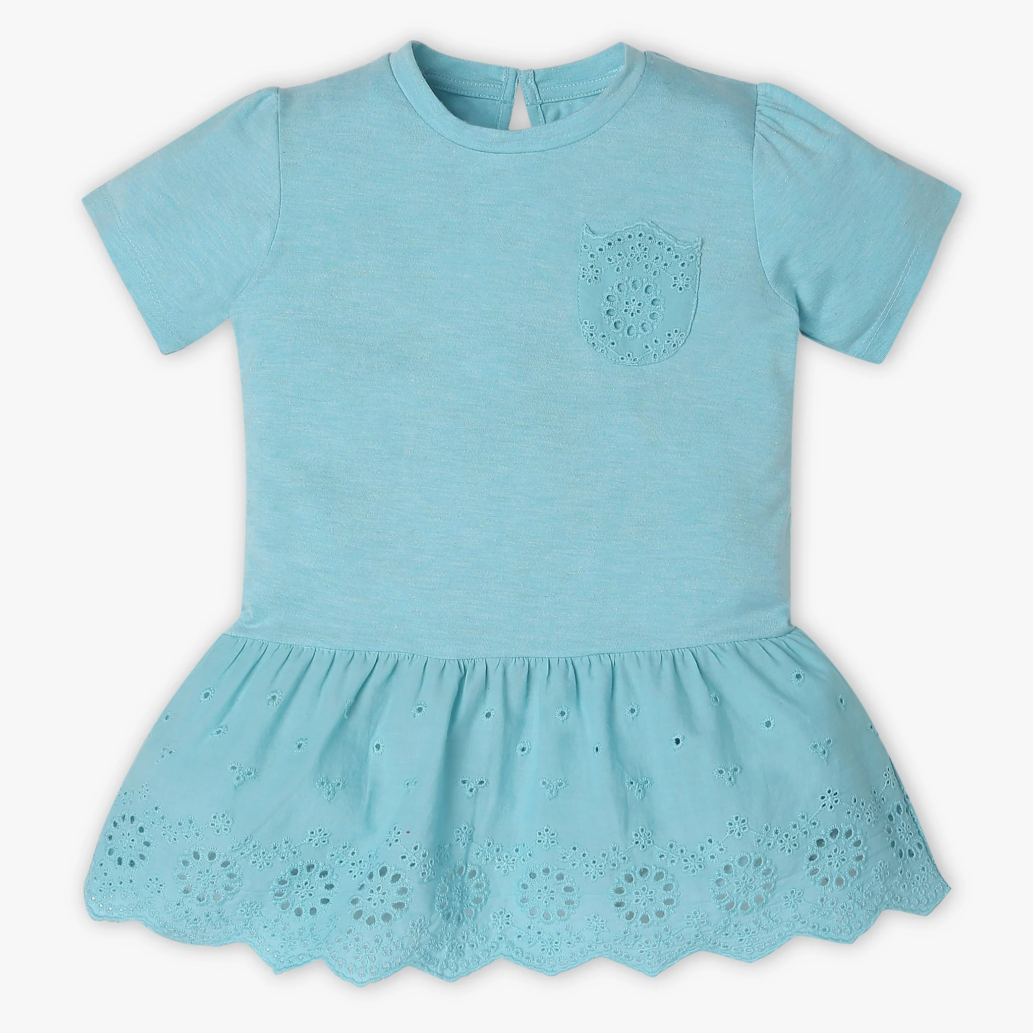 Girls Solid Scoop Neck Fashion Frock