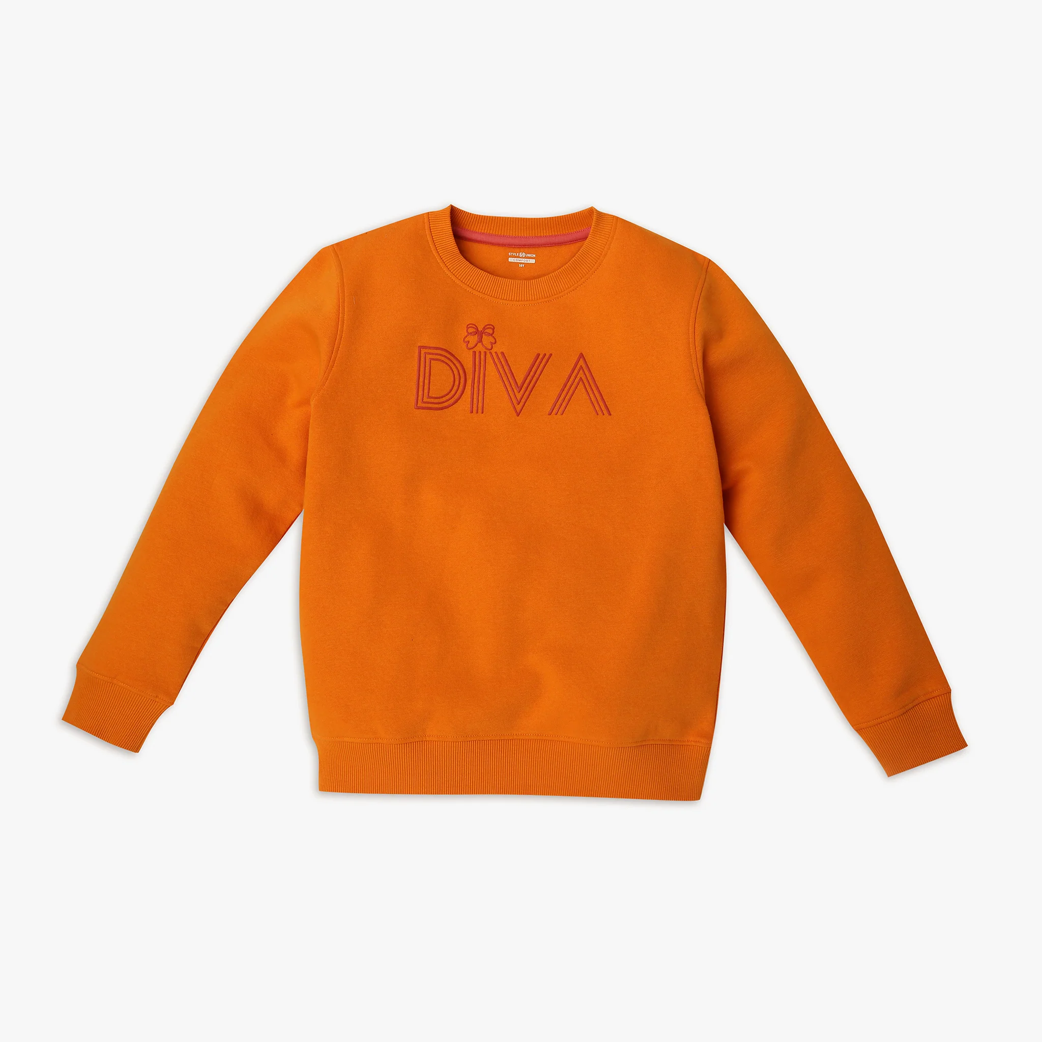Girls Regular Fit Solid Sweat Tee