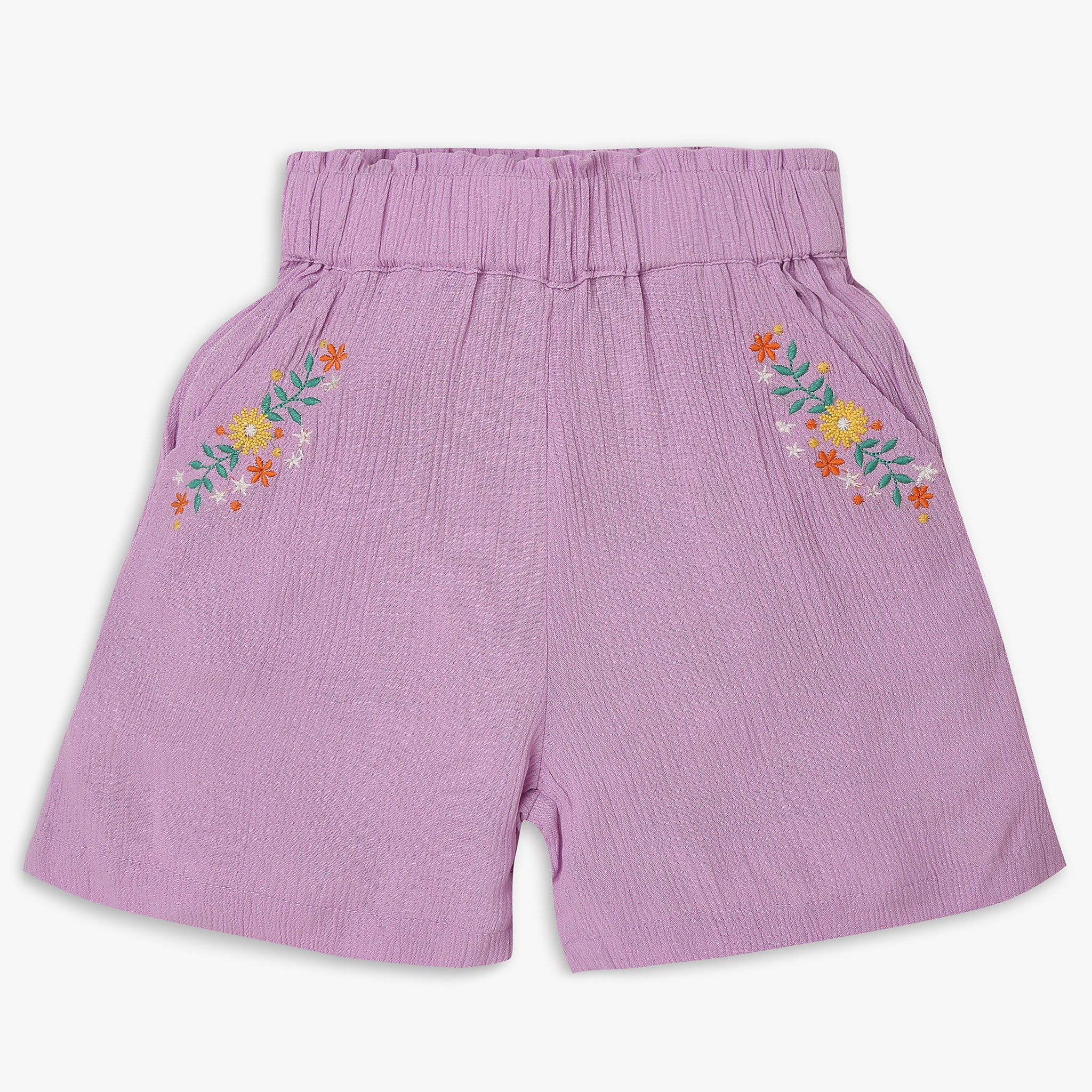 Girls Relaxed Fit Embroidered Mid Rise Shorts - Image 5