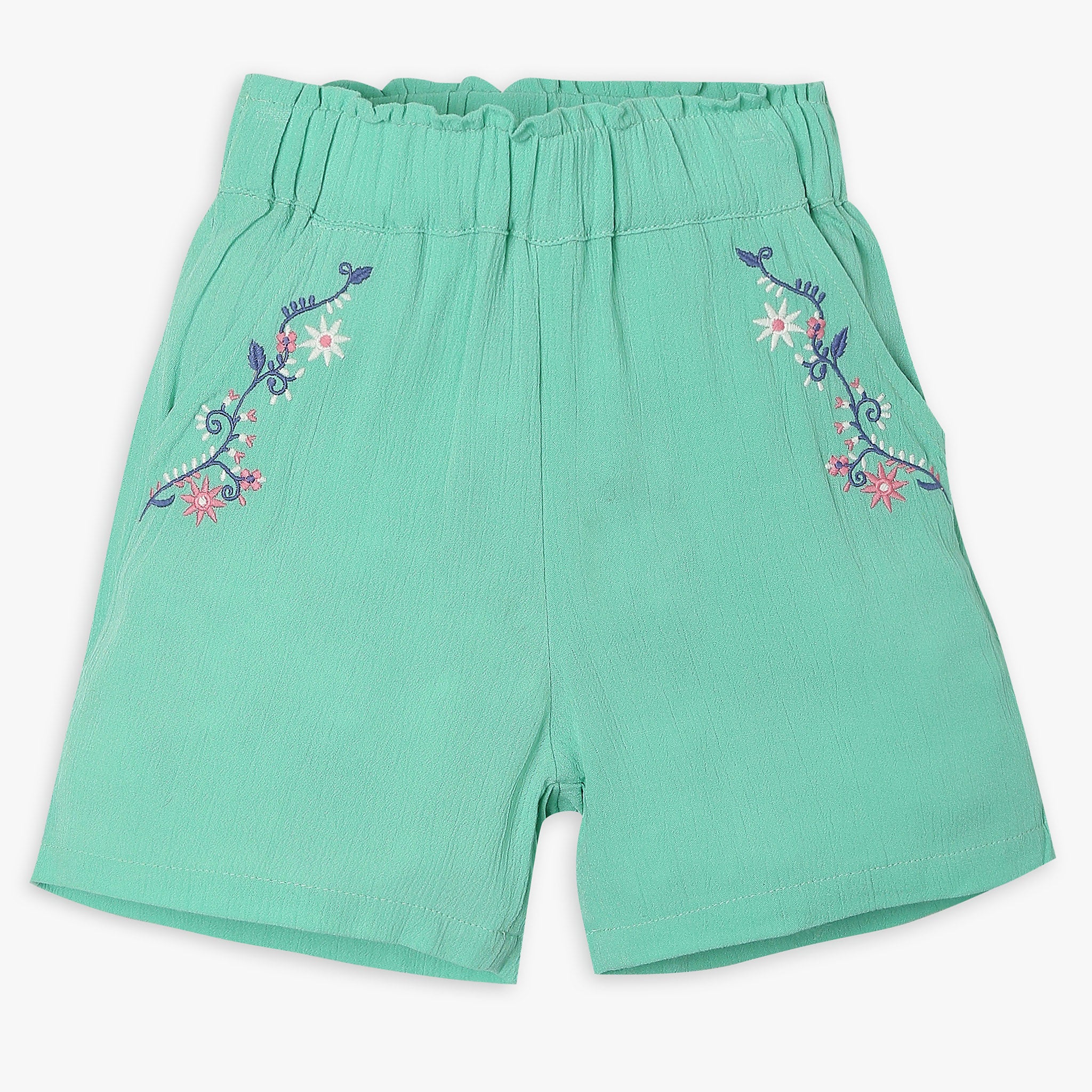 Girls Relaxed Fit Embroidered Mid Rise Shorts - Image 8